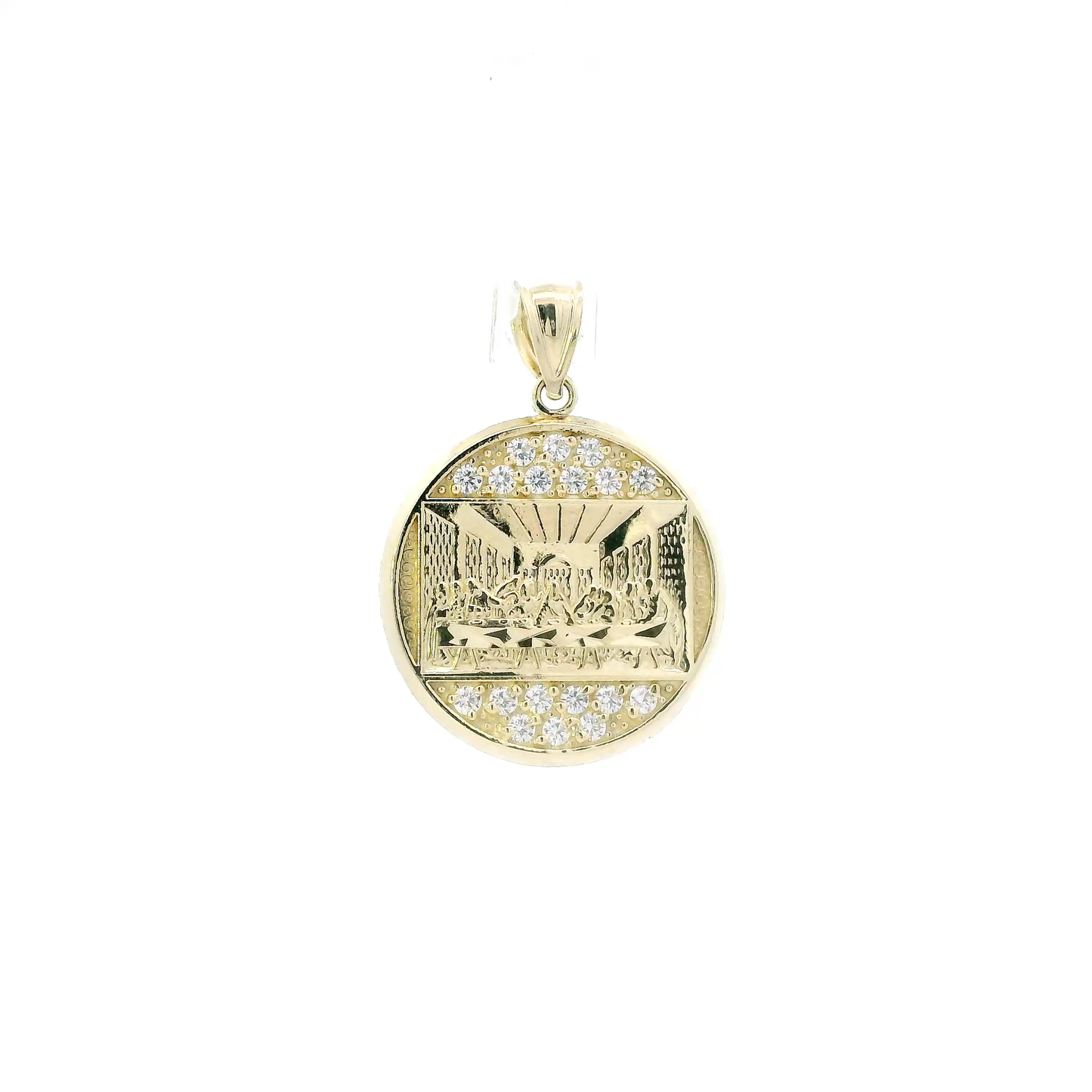 10K Yellow Gold Round Last Supper Pendant