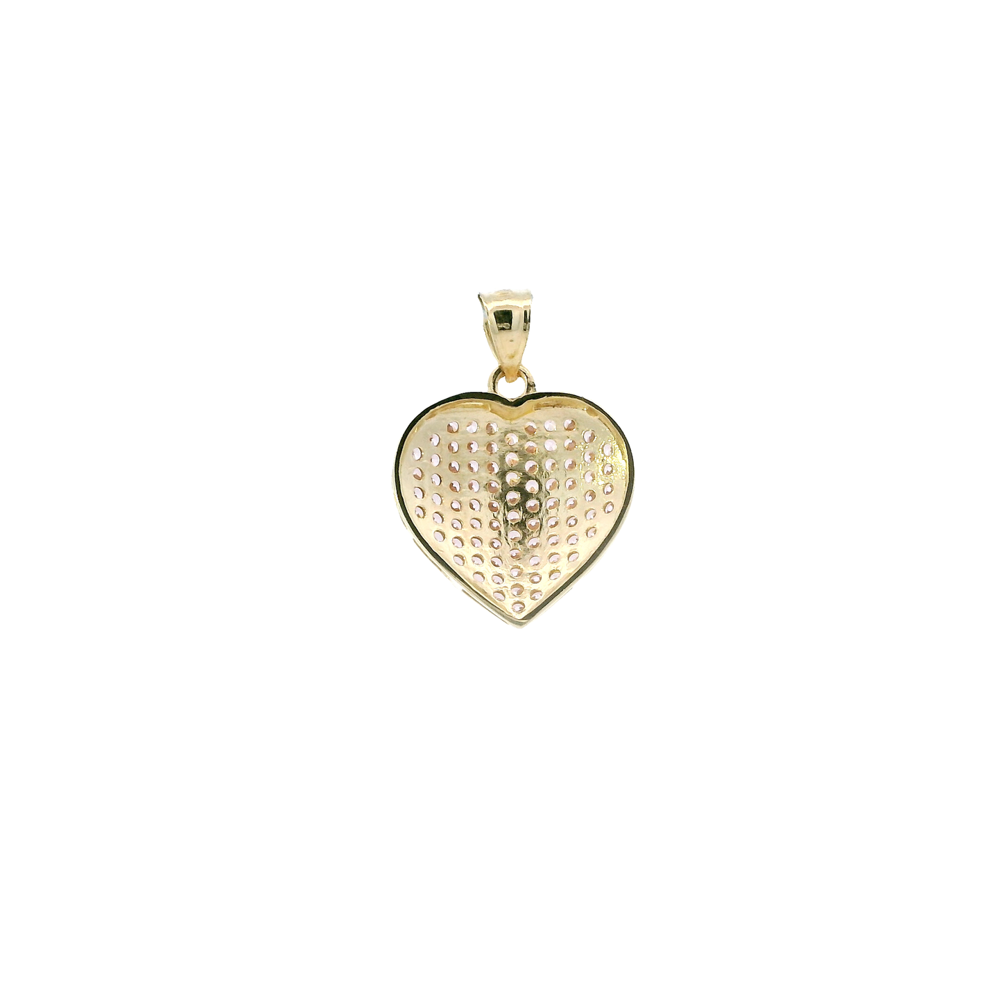 10K Yellow Gold Pave Pink Heart Pendant