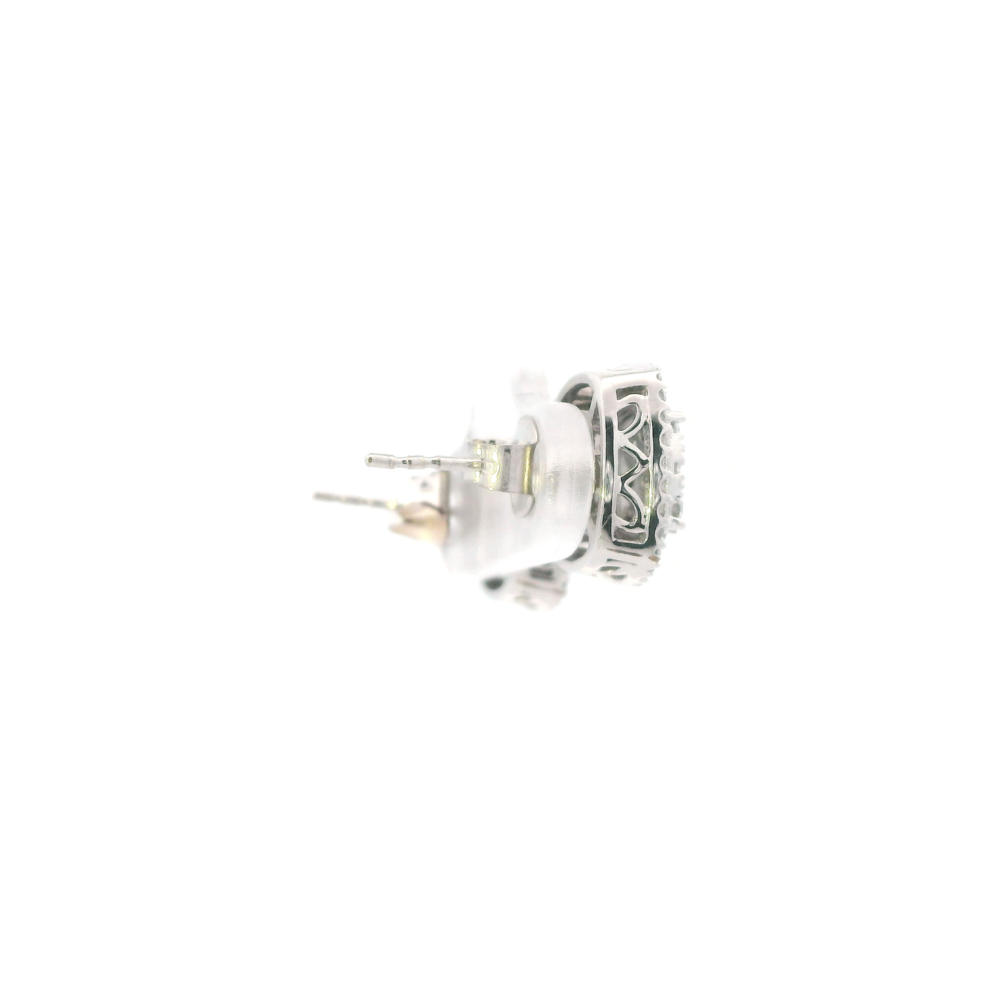 10K White Gold Diamond Square Stud Earrings - 0.91ct
