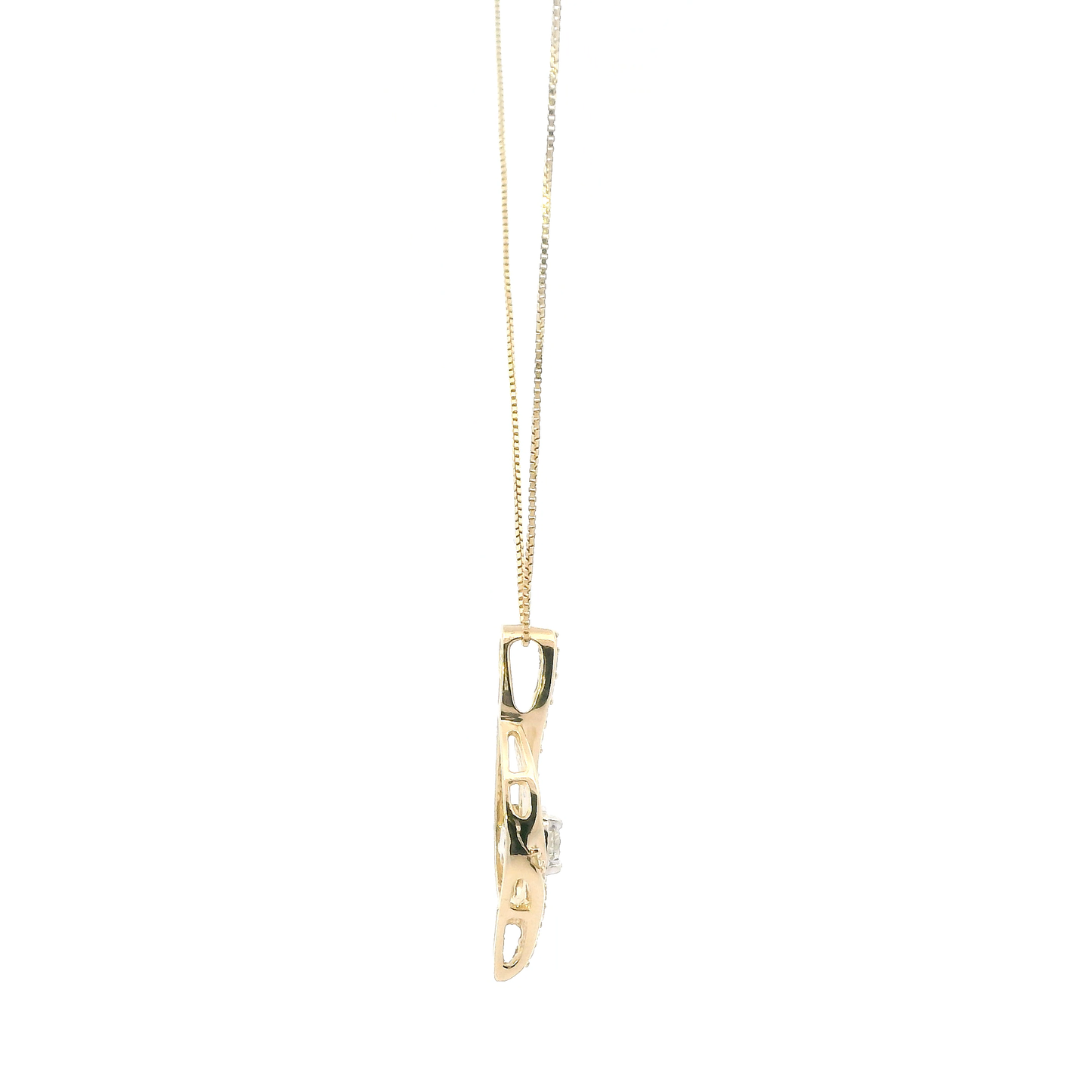14K Yellow Gold Diamond Pendant & Box Chain Set - 0.41ct