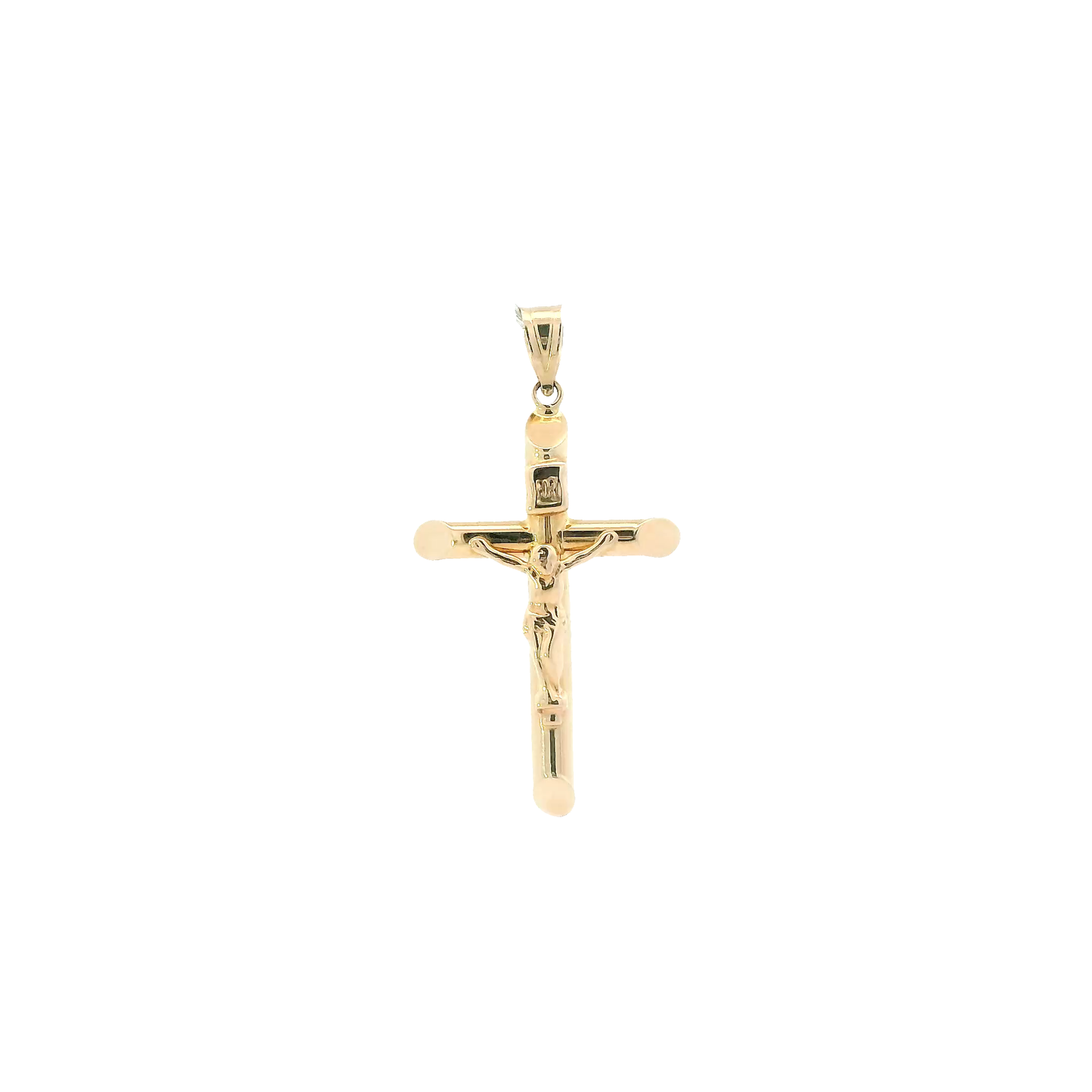 14K Yellow Gold Hollow Crucifix Pendant