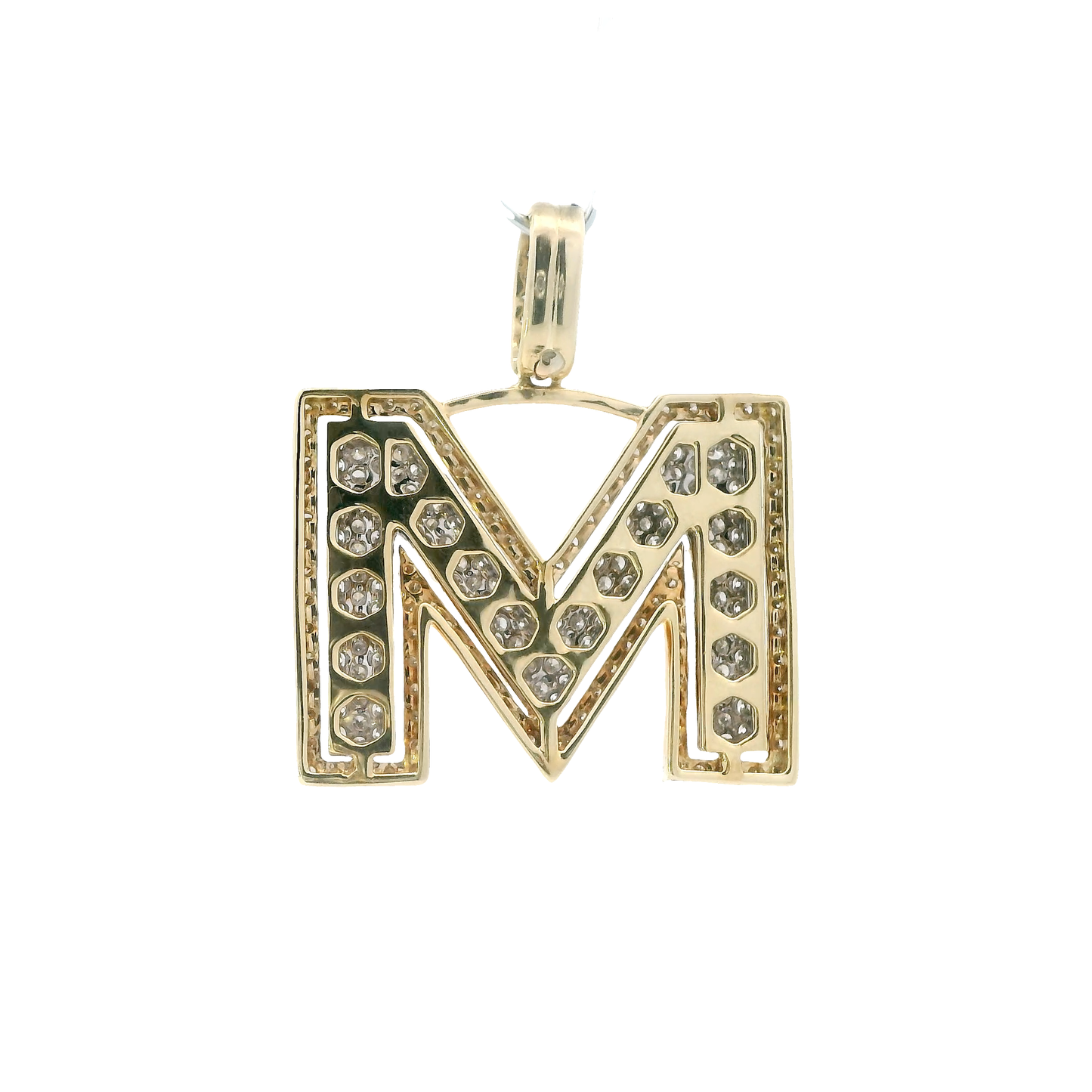 14K Yellow Gold Diamond Letter "M" Pendant - 2.68ct
