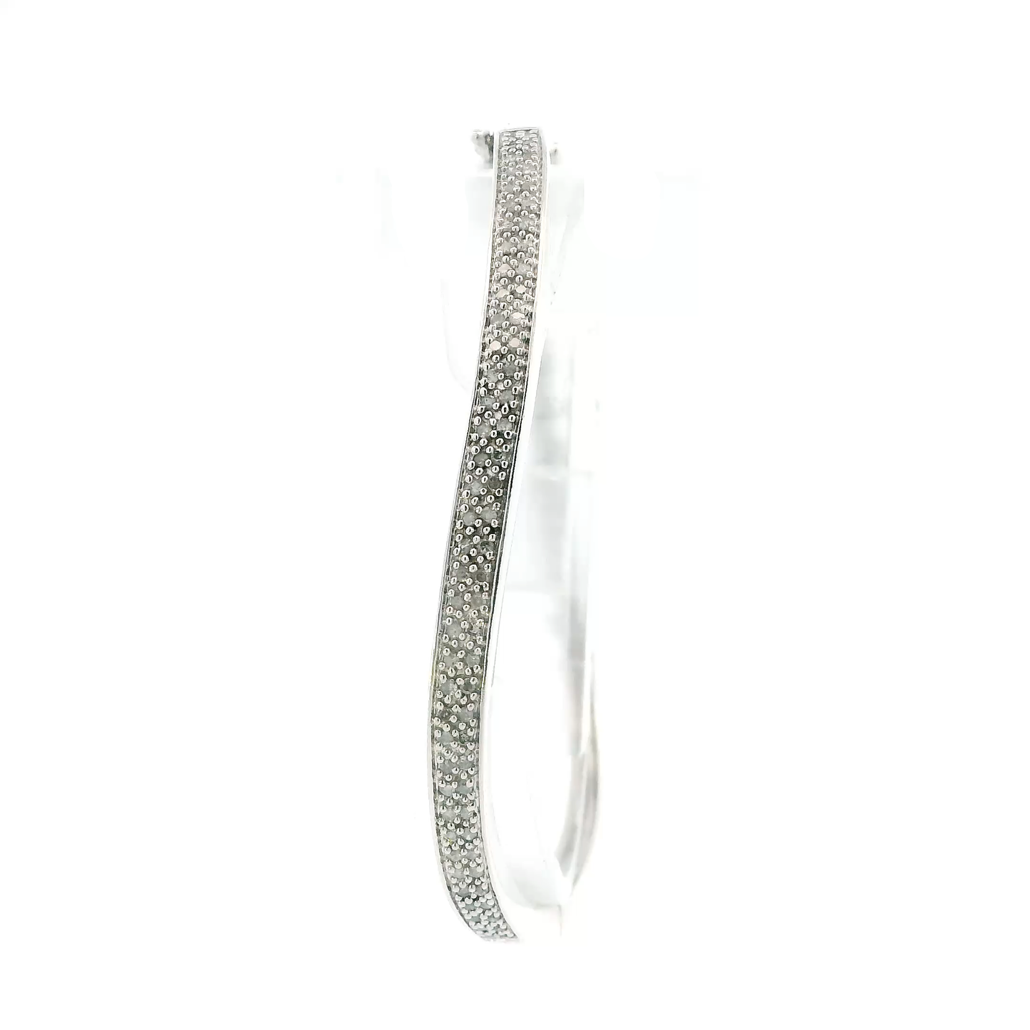 Sterling Silver Diamond Hinged Bangle Bracelet