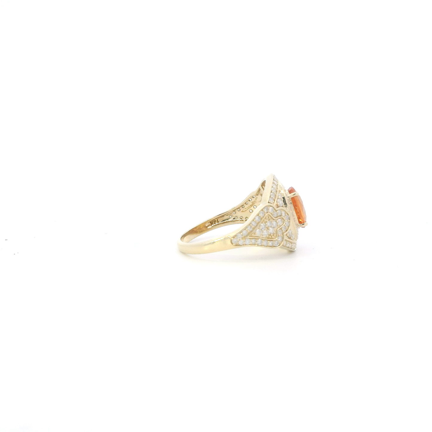 14K Yellow Gold Diamond & Spessartite Garnet Women's Ring - 1.02ct