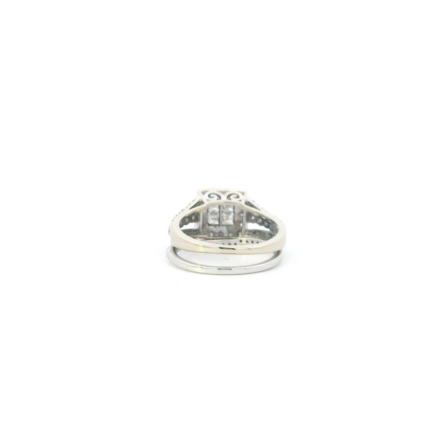 14K White Gold Diamond Women's Engagement & Wedding Ring Set -1.26ct