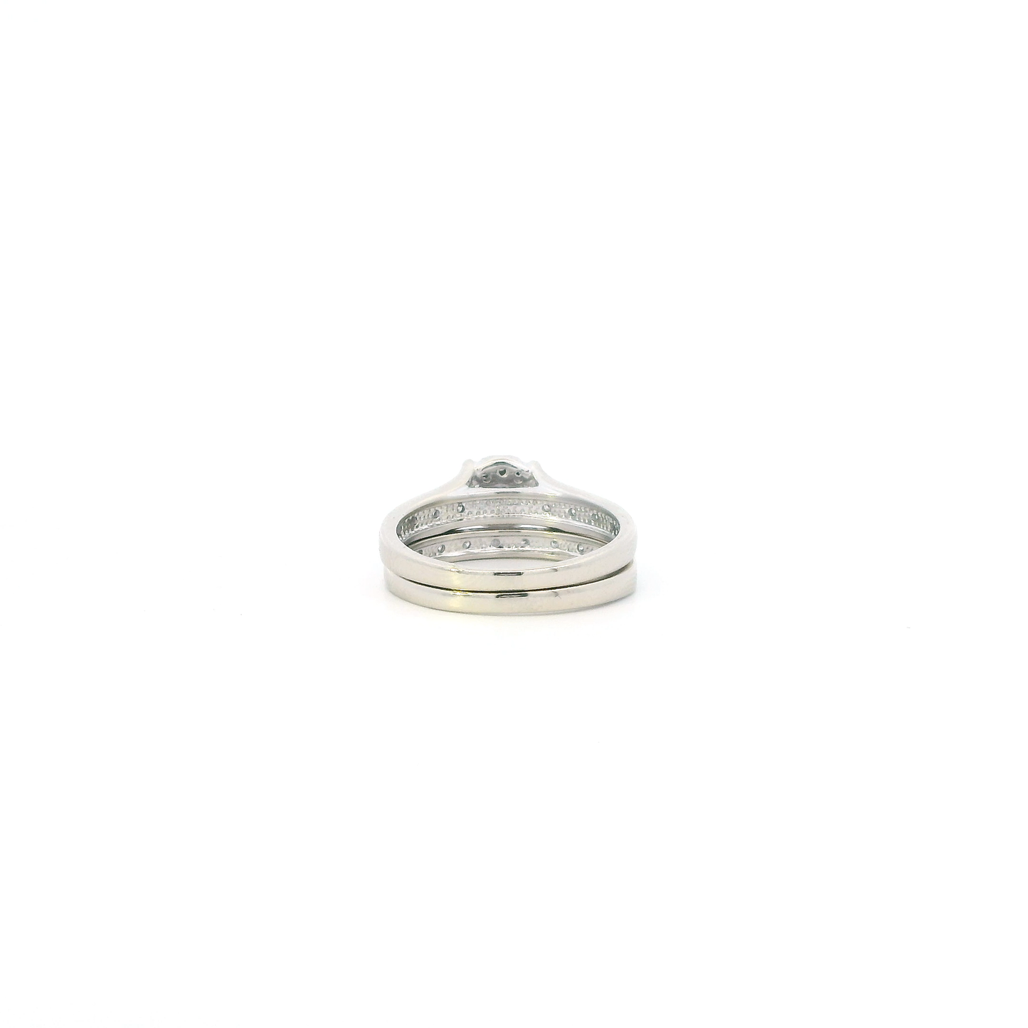 10K White Gold Diamond Women's Engagement & Wedding Ring Set -0.27ct