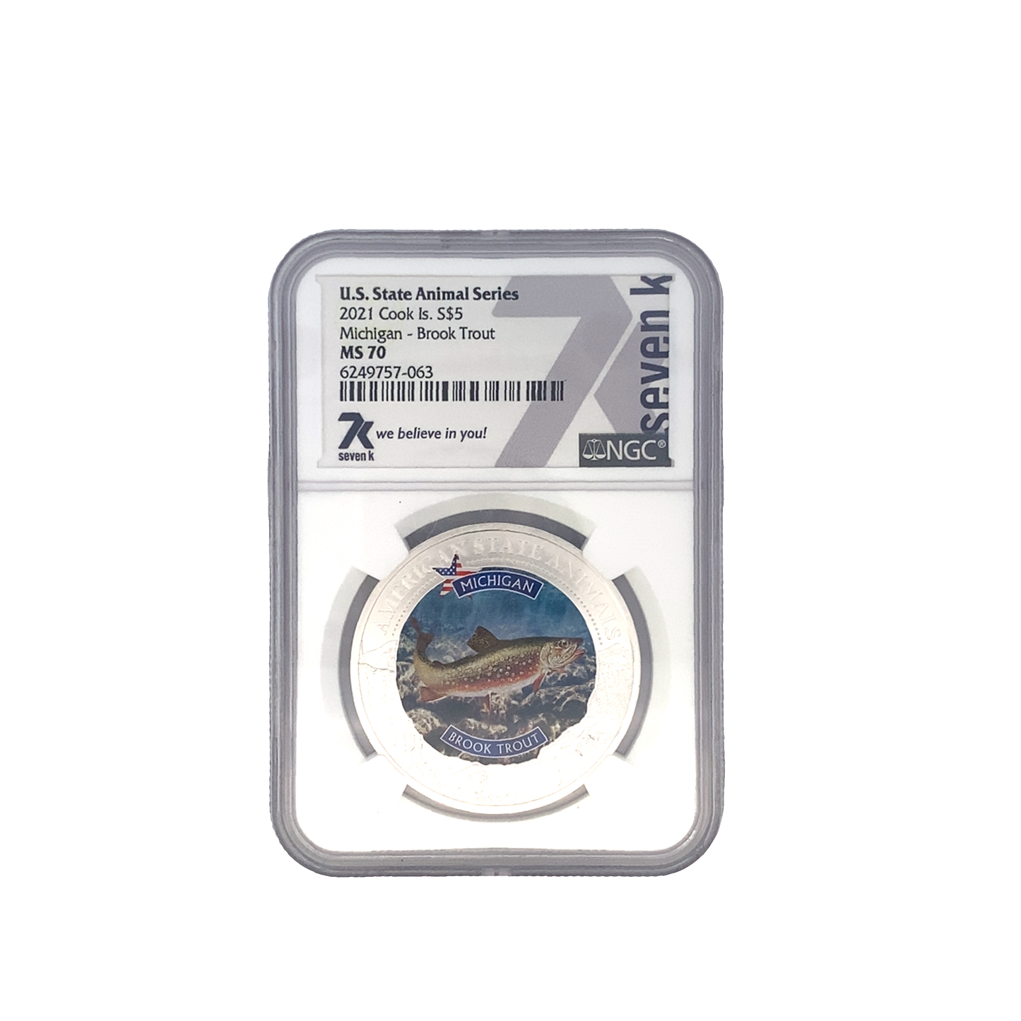 Cooks Island Michigan Brook Trout Silver Coin - U.S. State Animal Series Collectible