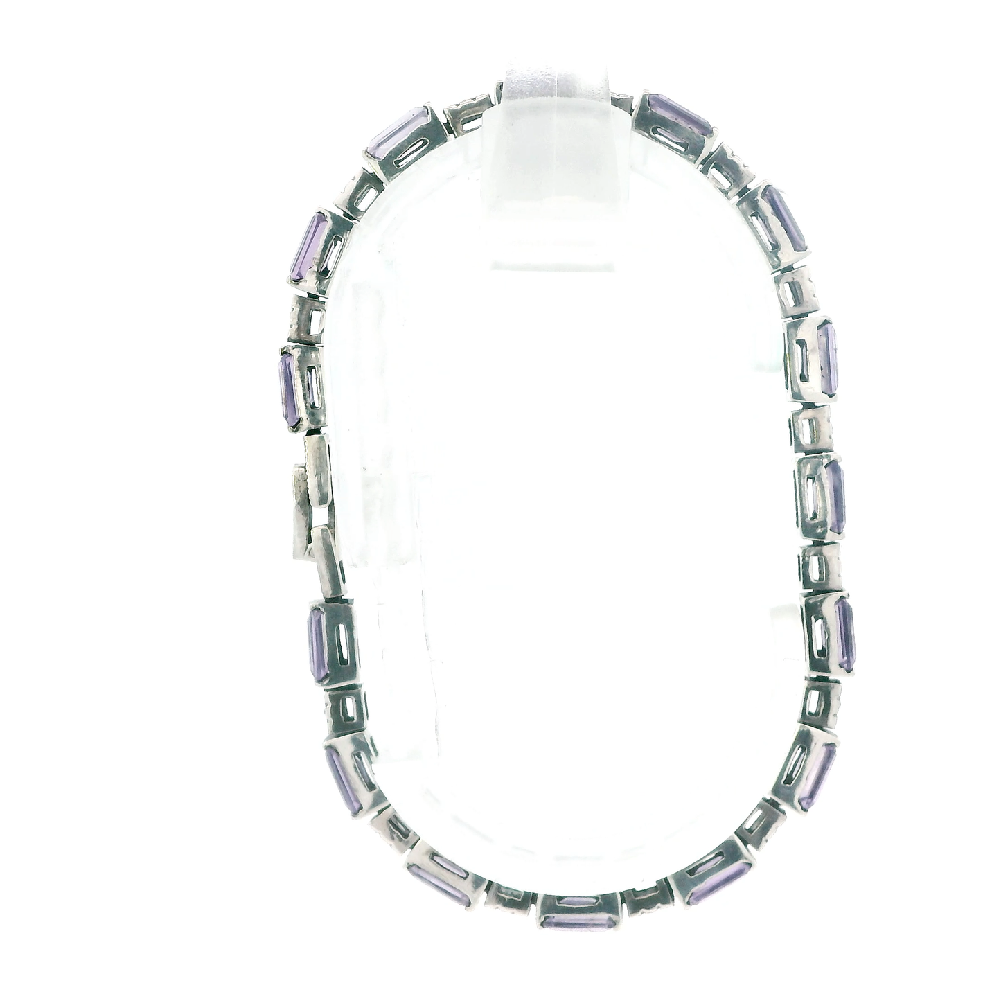 Sterling Silver 7" Marcasite & Amethyst Bracelet