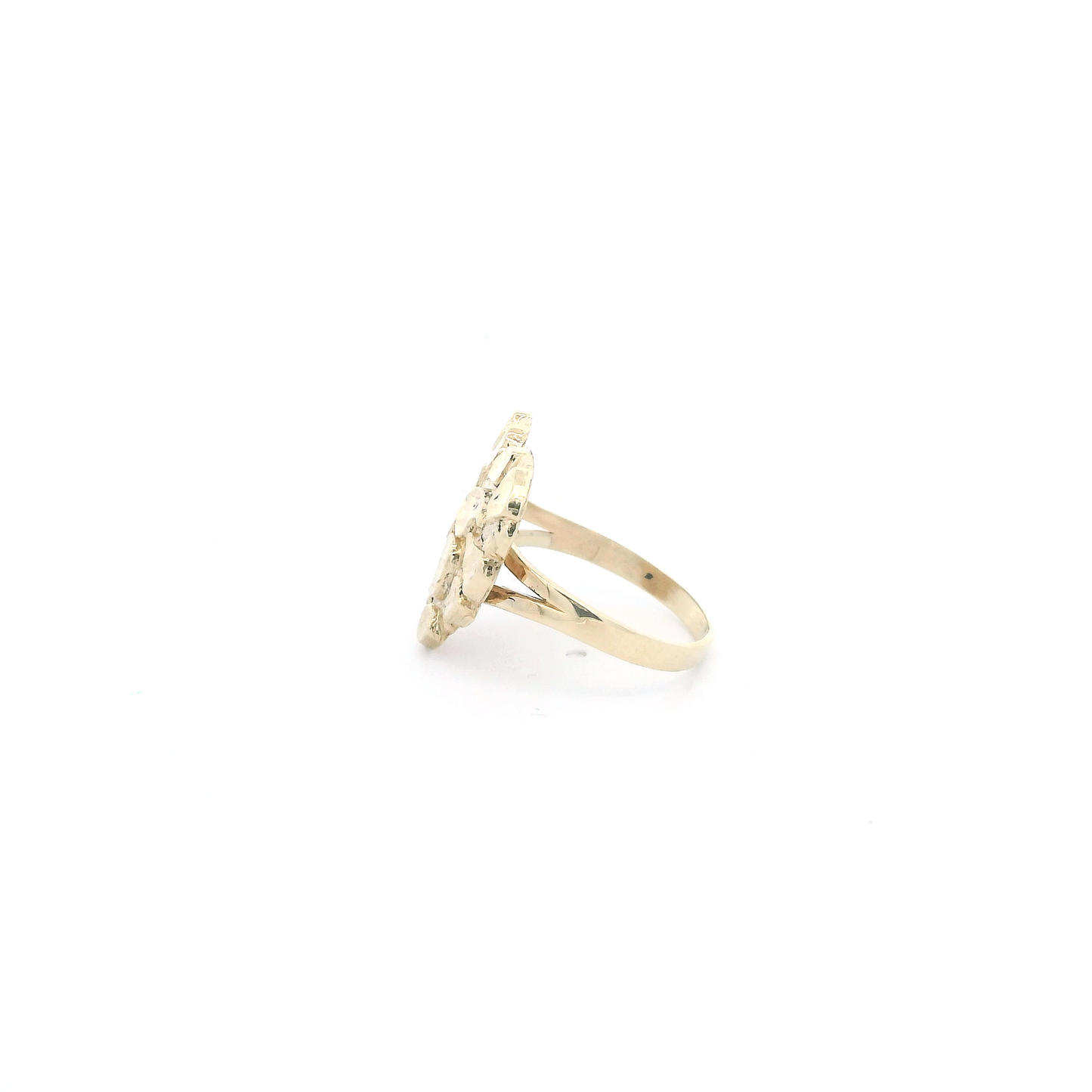 14K Yellow Gold Nugget Heart Women's Ring