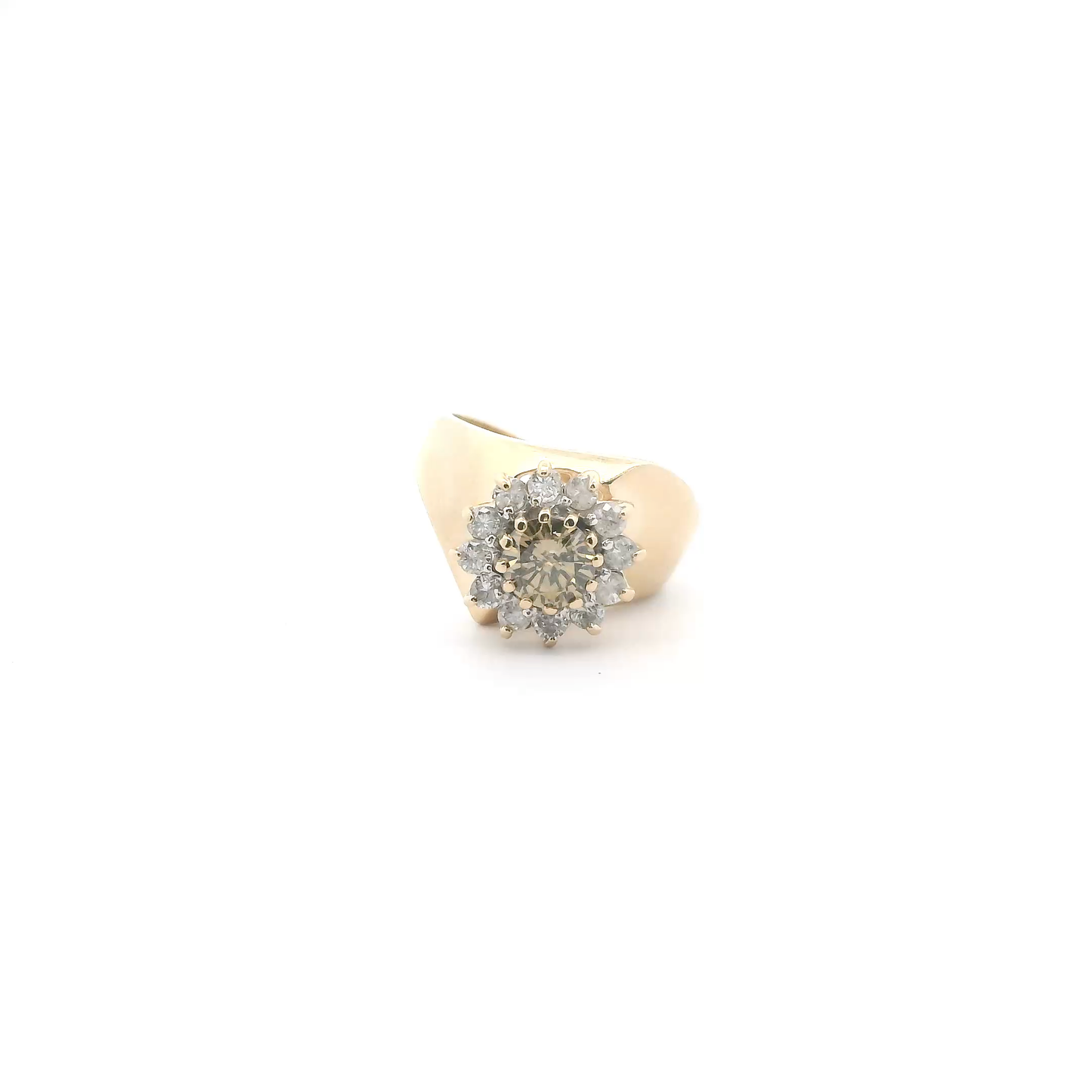 14K Yellow Gold Diamond Women's Ring - 0.98ct