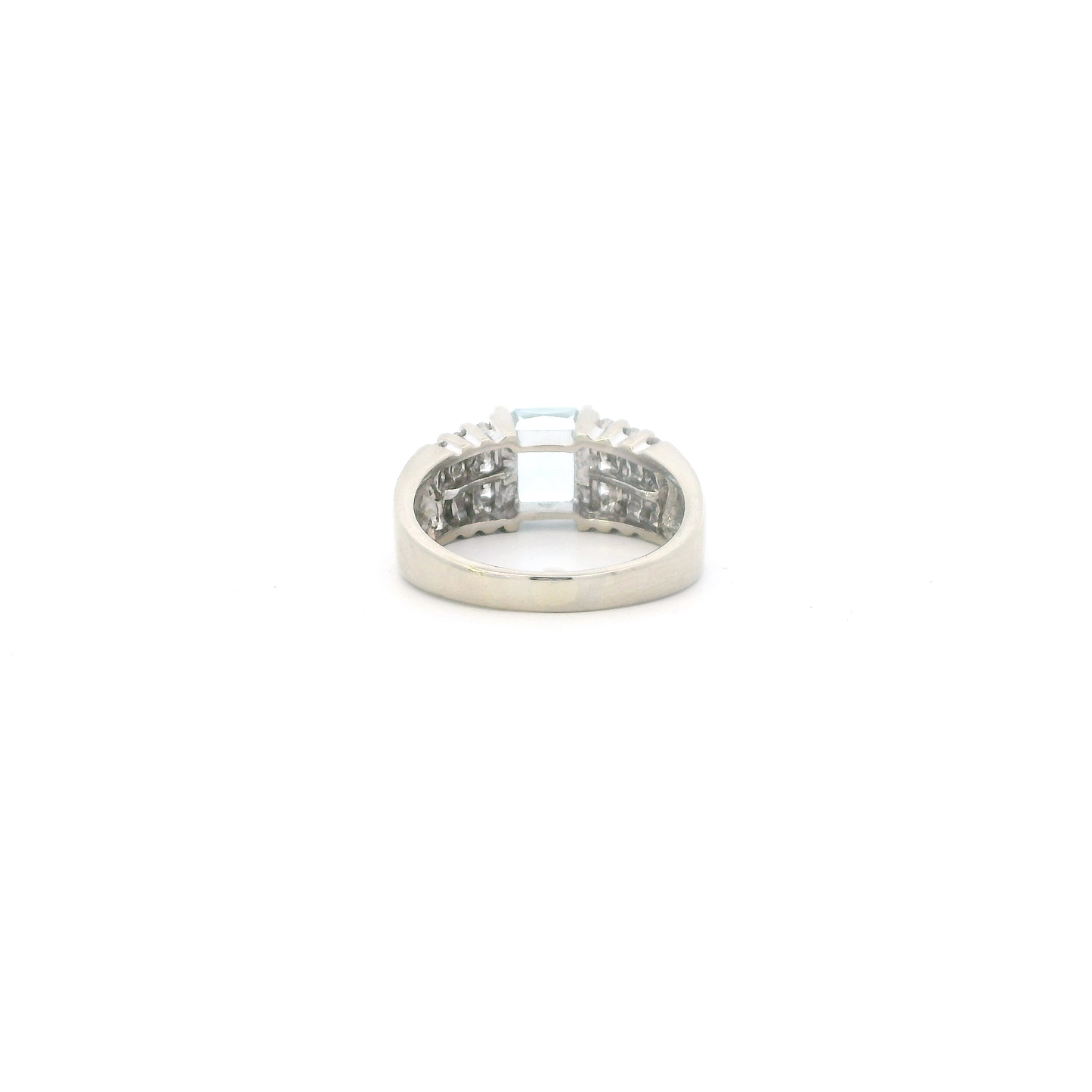 14K White Gold Diamond & Aquamarine Women's Ring - 0.46ct