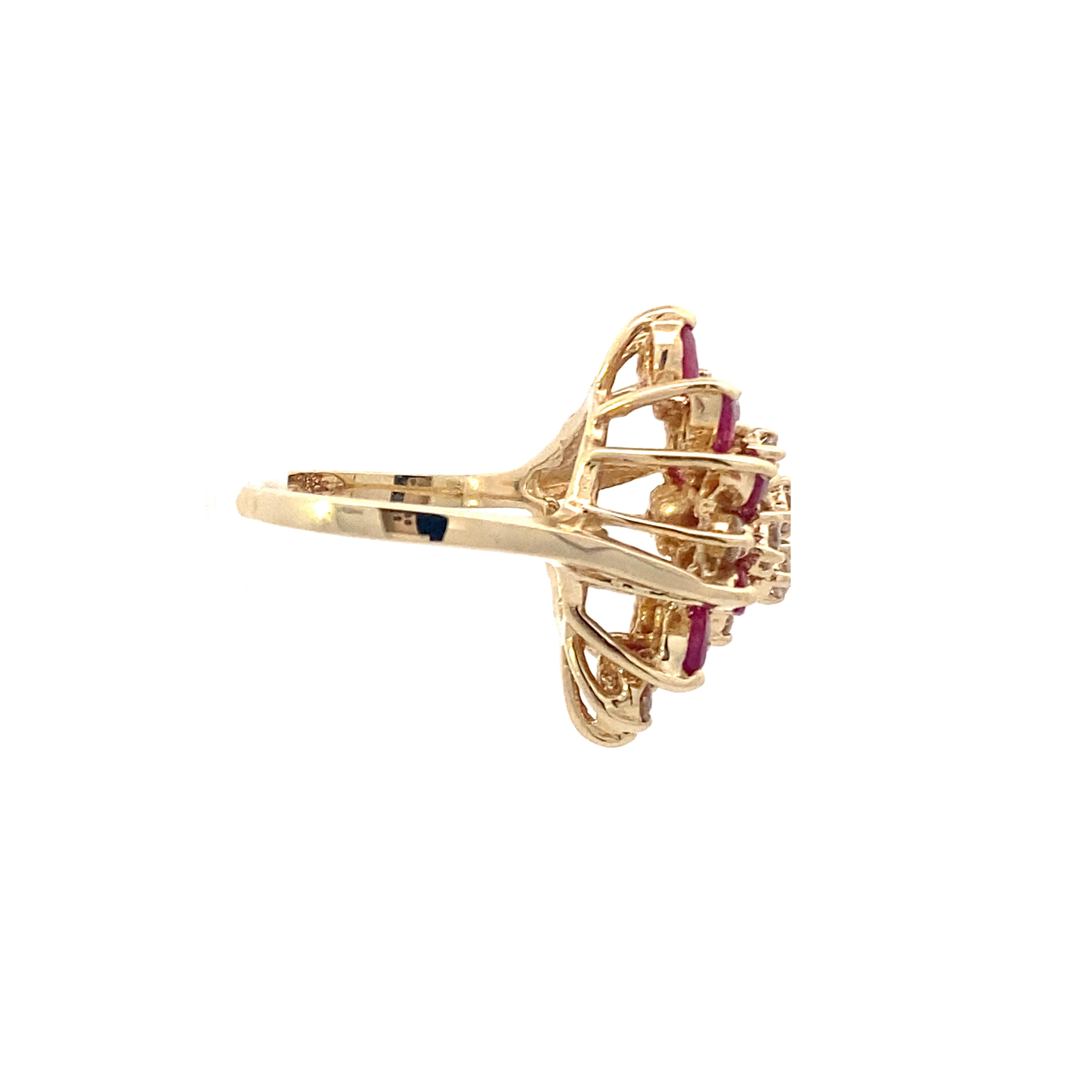 14K Yellow Gold Diamond & Ruby Women's Ring - 0.62ct
