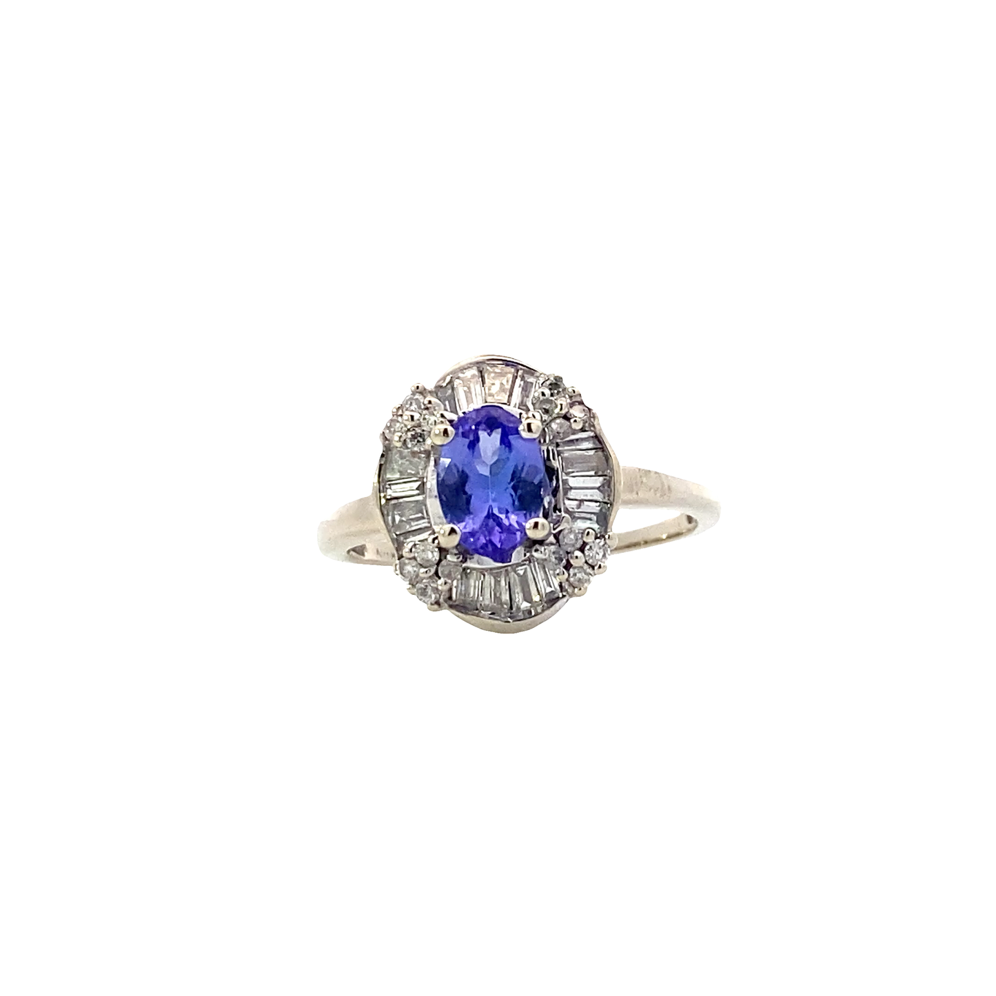 14K White Gold Diamond & Tanzanite Women's Ring - 0.08ct