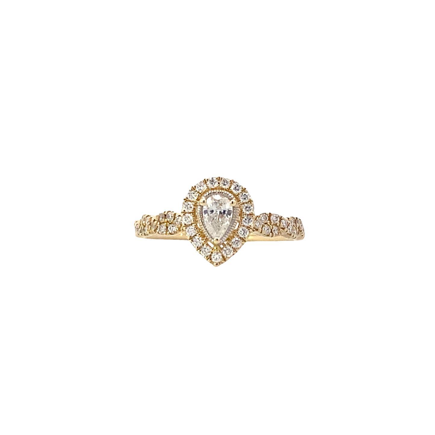 10K Yellow Gold Women's Pear Diamond Ring - 0.45ct