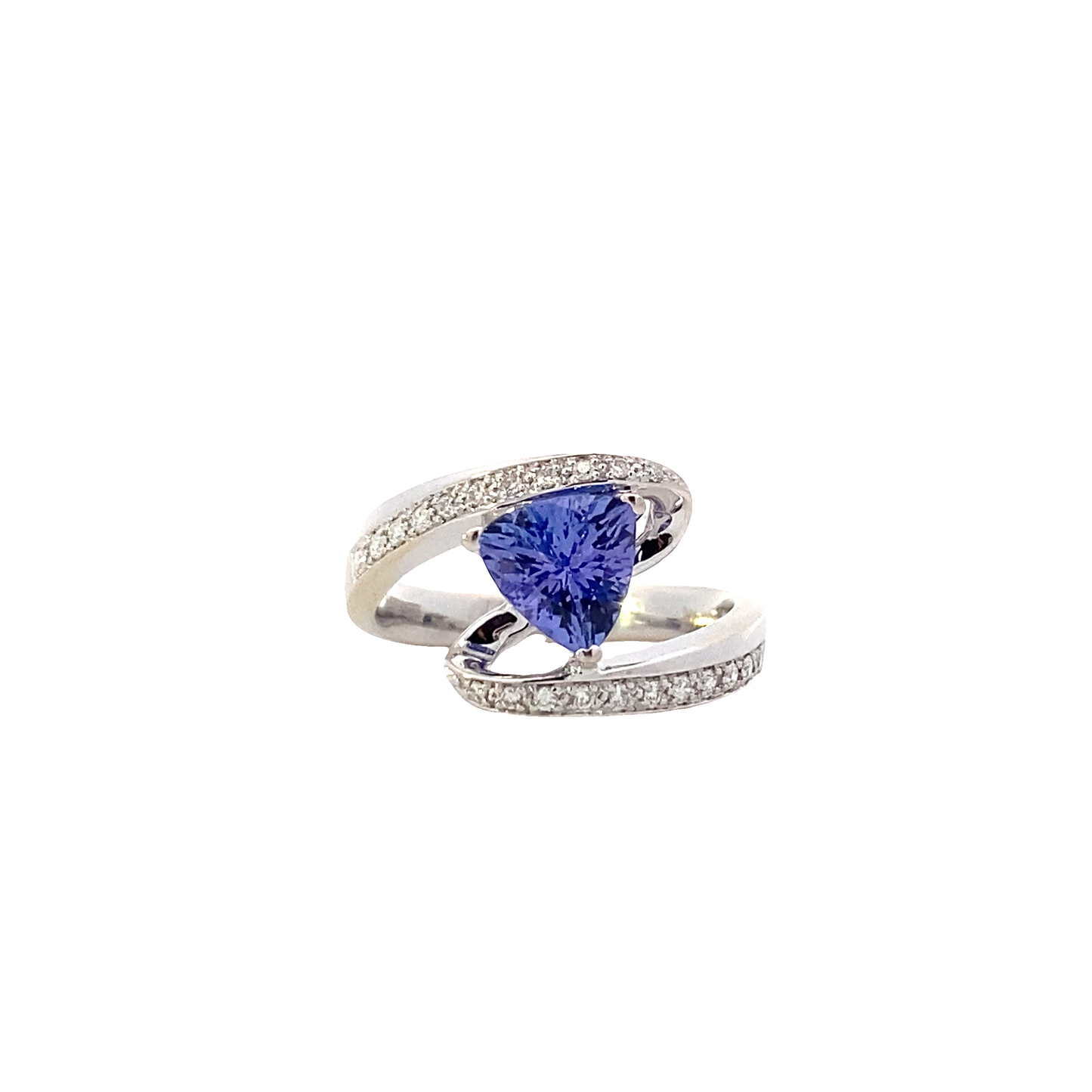 14K White Gold Tanzanite & Diamond Women's Ring - 0.15ct