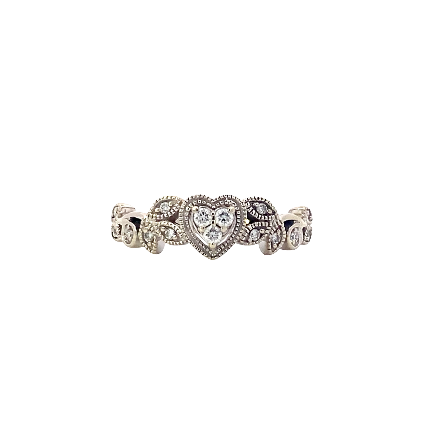 14K White Gold Women's Diamond Heart Ring - 0.10ct