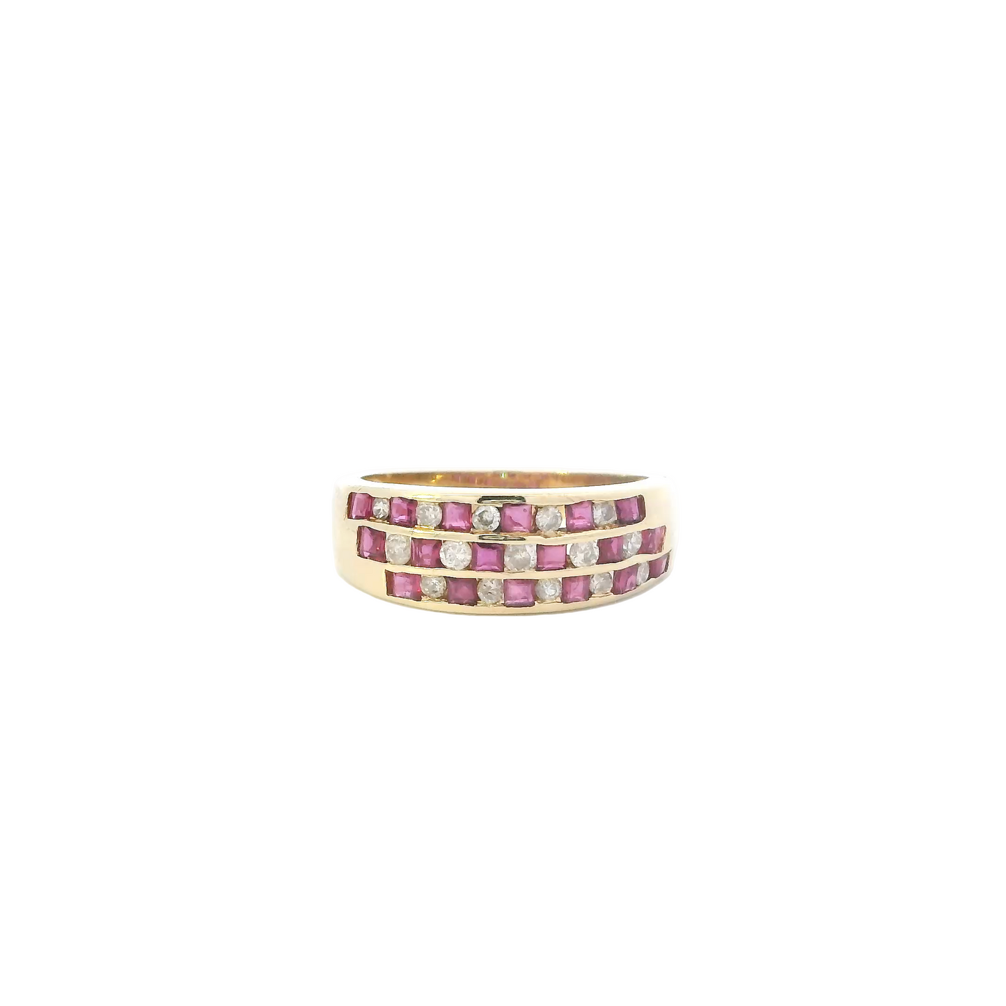 14K Yellow Gold Diamonds & Ruby Women's Ring - 0.38ct