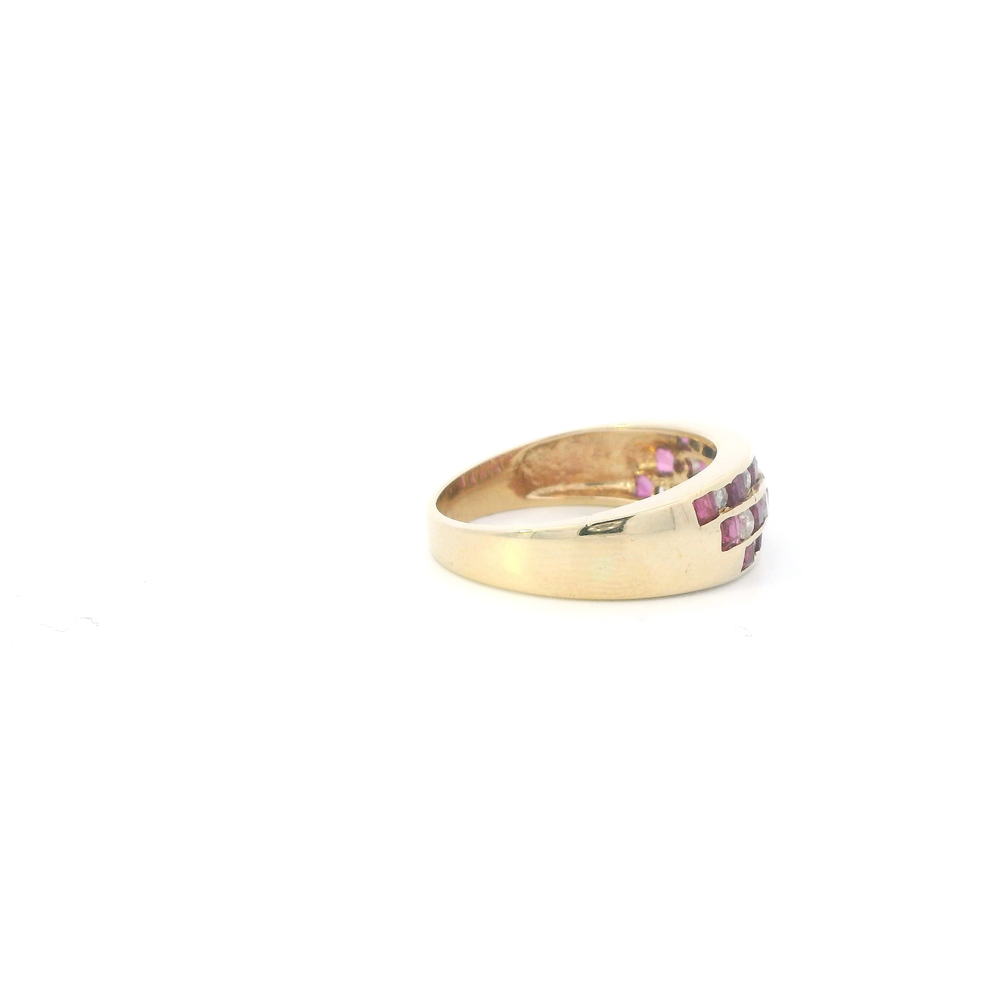 14K Yellow Gold Diamonds & Ruby Women's Ring - 0.38ct