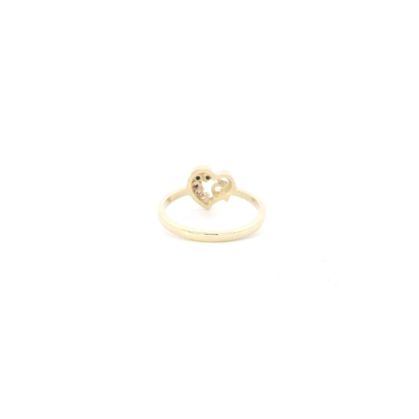 14K Yellow Gold Spinel "15" Heart Women's Ring