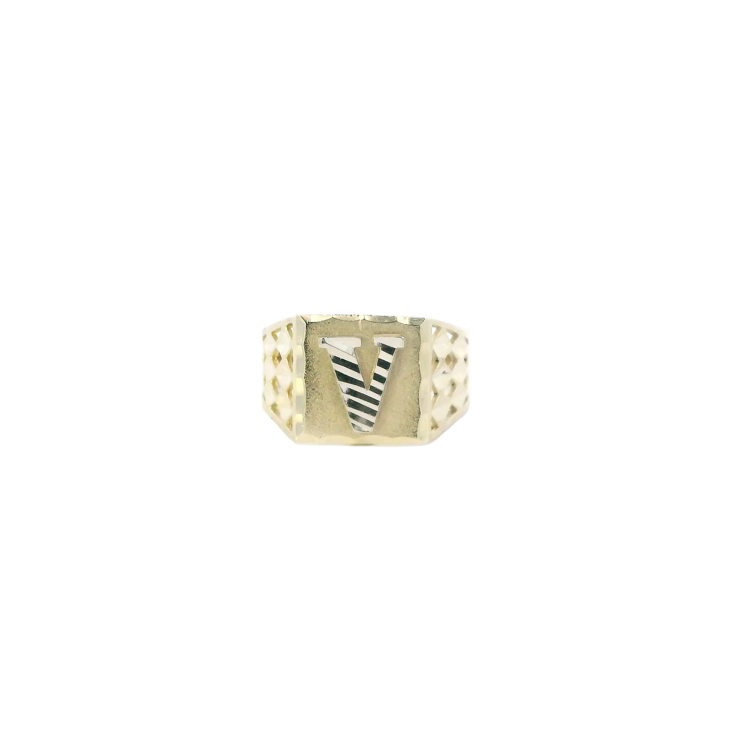 10K Yellow Gold Letter "V" Ring