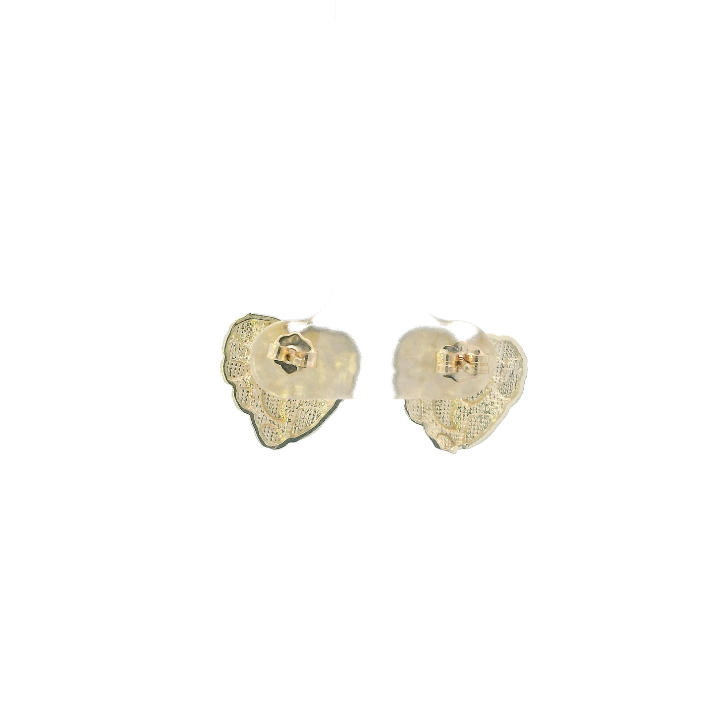 10K Yellow Gold Nugget Heart Stud Earrings