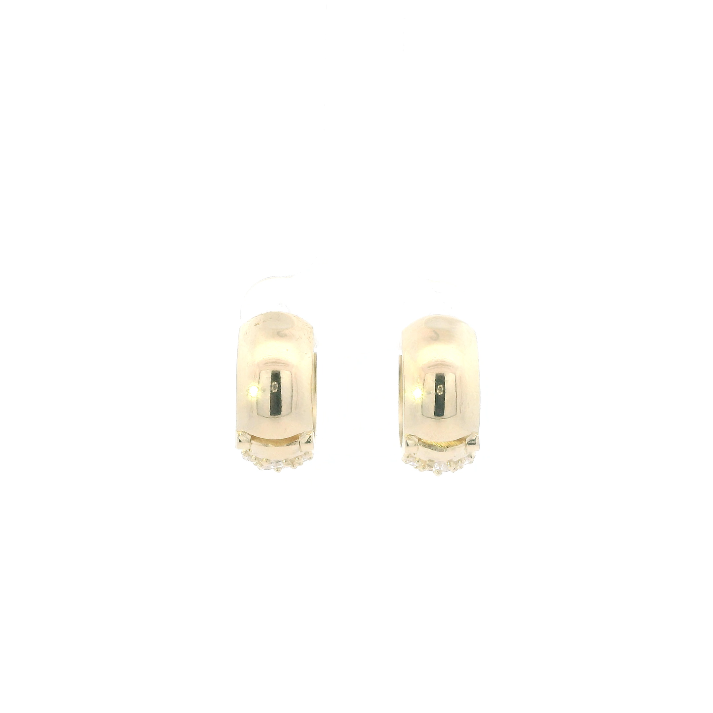 14k Yellow Gold Cz Huggie Hoop Earrings