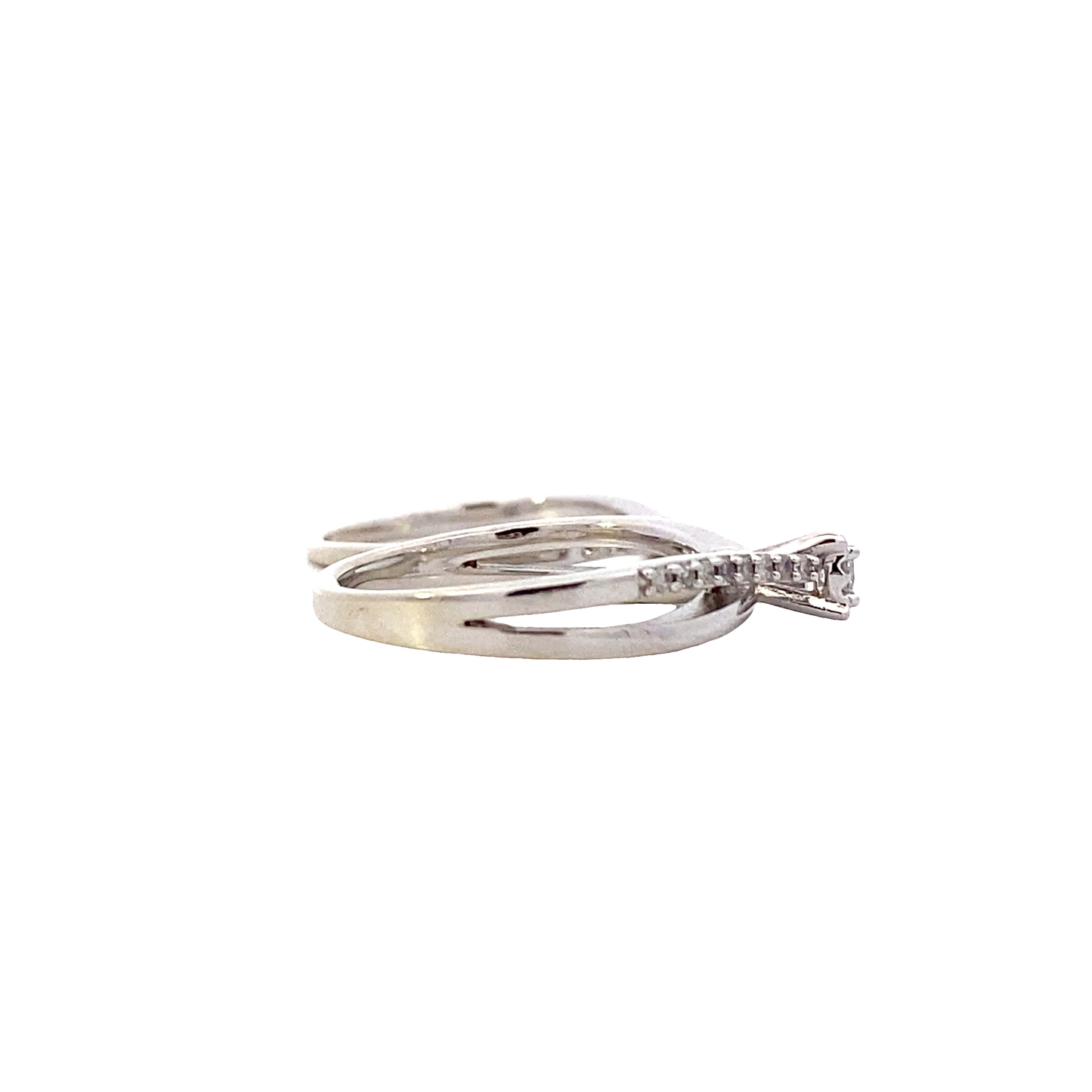 10K White Gold Diamond Engagement & Wedding Ring Set - 0.12ct