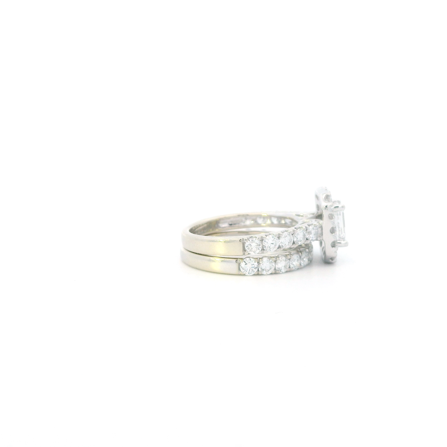14K White Gold Diamond Womens Engagement & Wedding Ring Set - 2.88ct