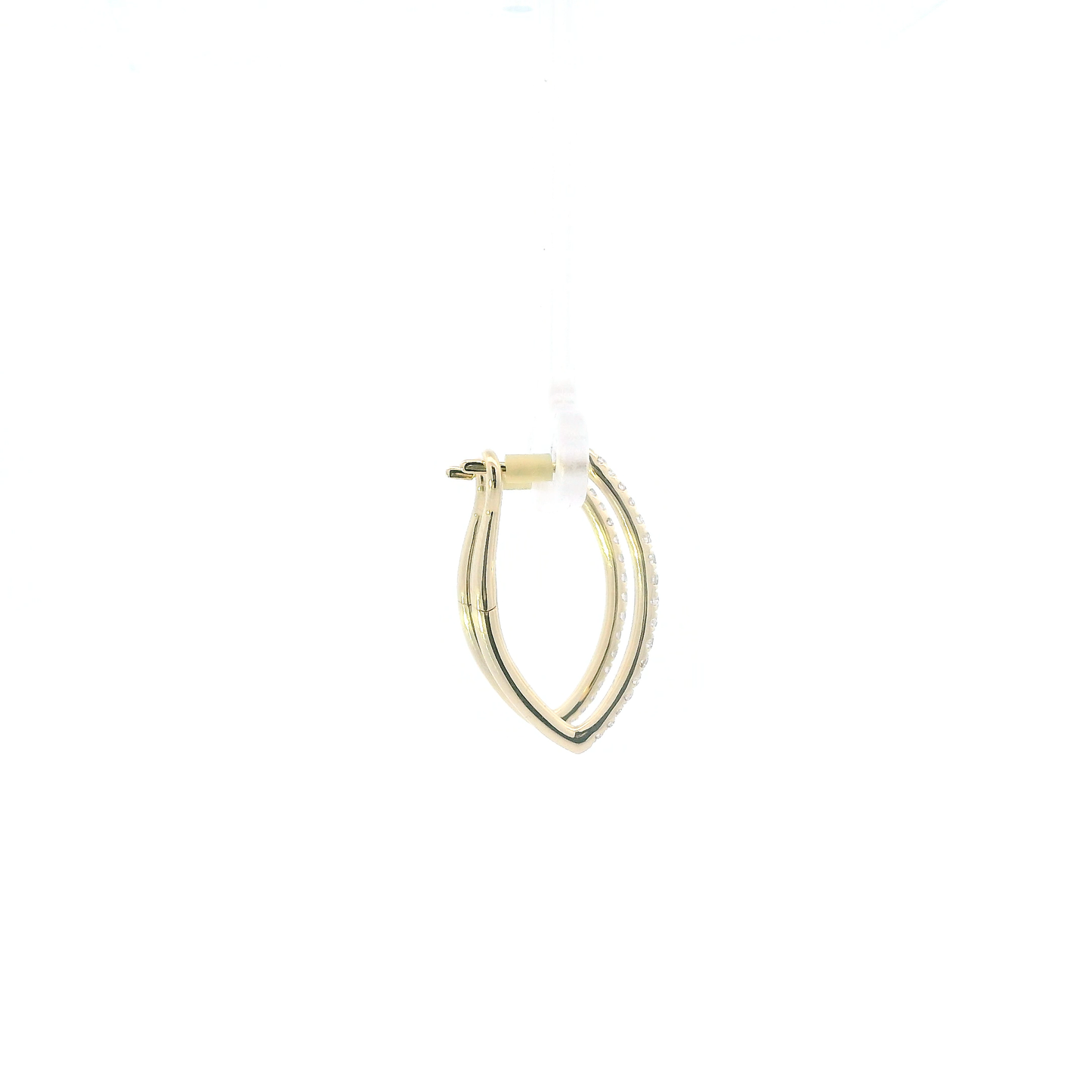 14K Yellow Gold Diamonds Oval Hoop Earrings - 0.31ct