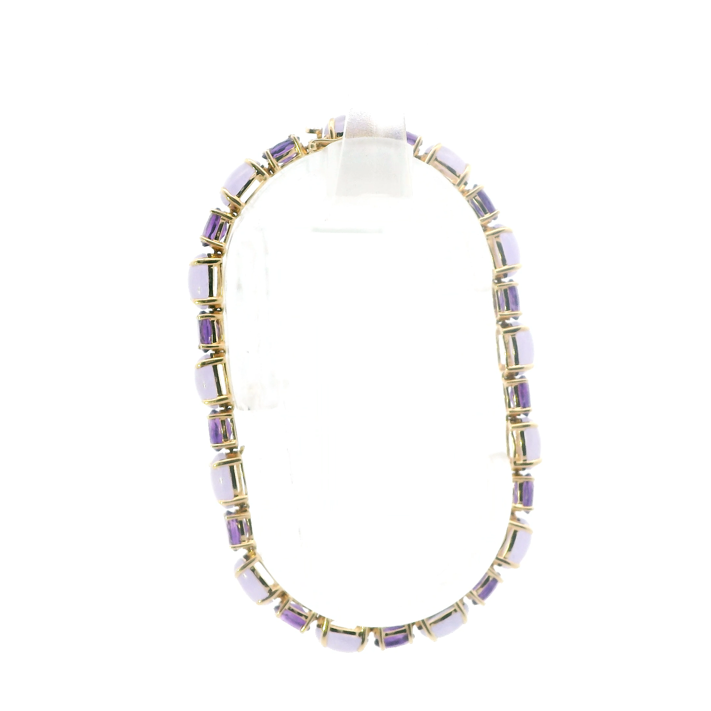 14K Yellow Gold 7.25" Lavender Jade & Amethyst Bracelet