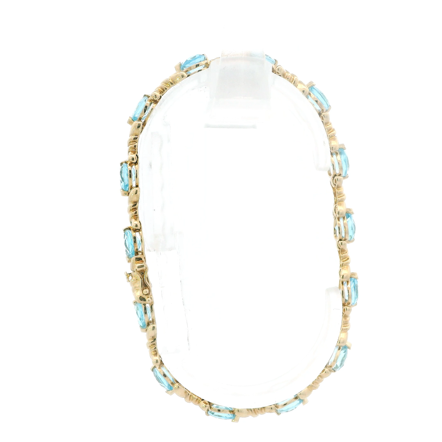 10K Yellow Gold 7.25" Blue Topaz Bracelet