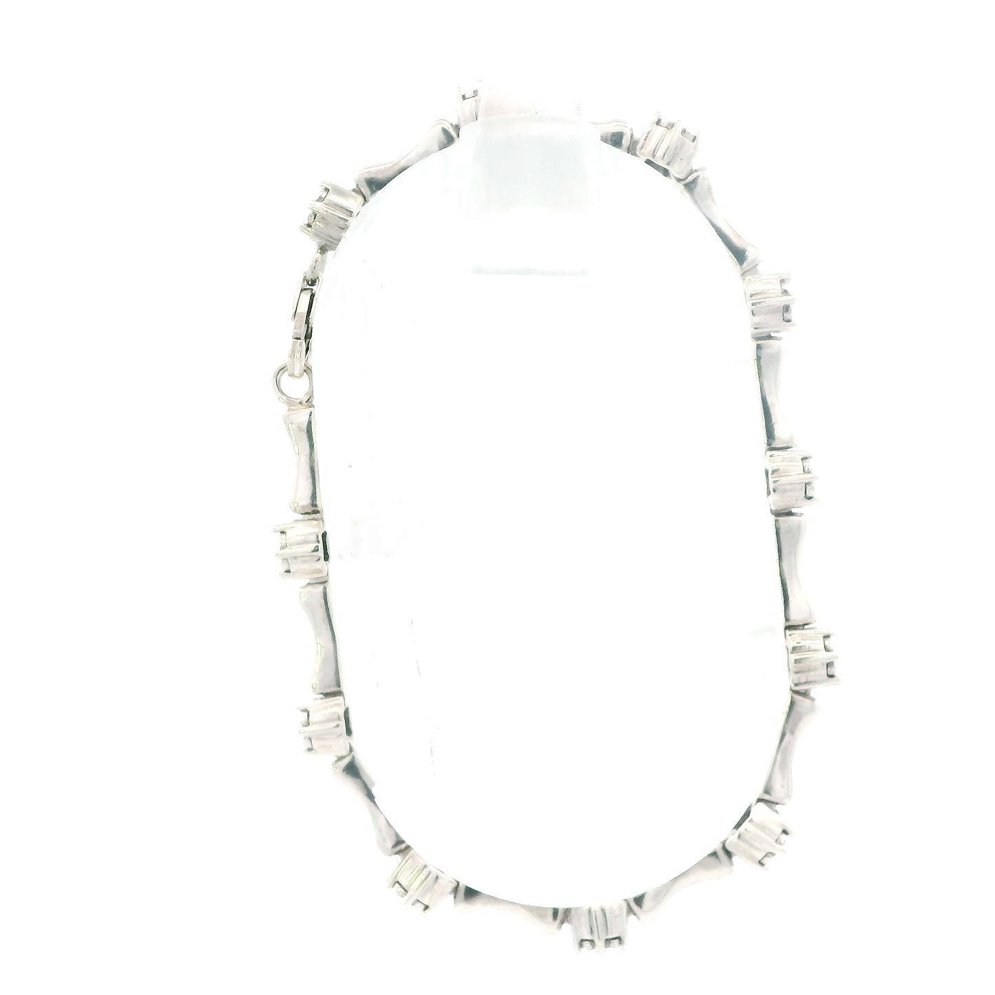 Silver Cluster Diamond Flower Segment Bar link Tennis Bracelet - 0.77ct