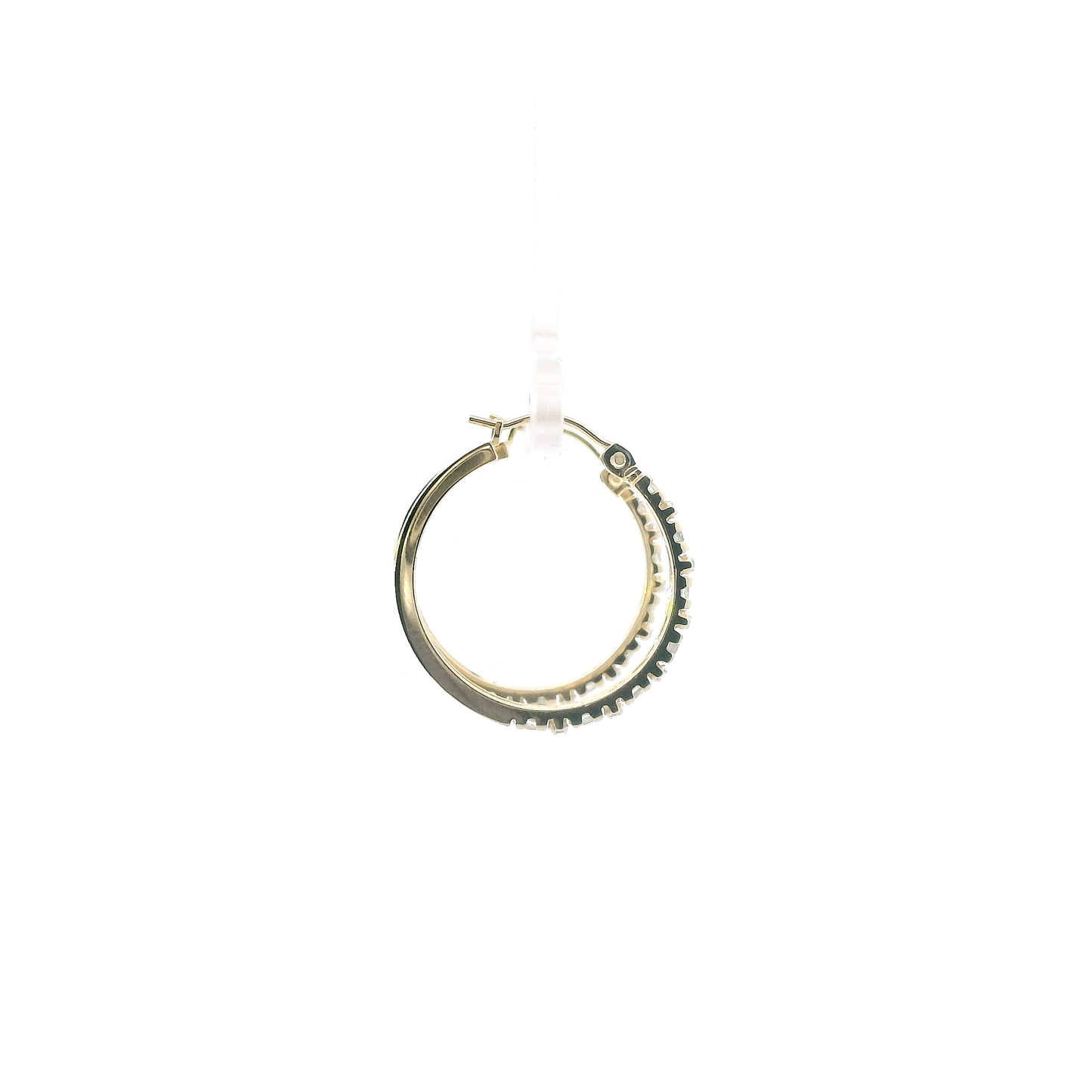14K Yellow Gold Aquamarine Hoop Earring