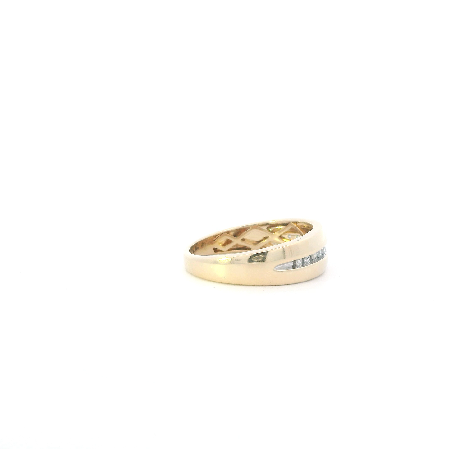 14K Yellow Gold Diamonds Mens Ring - 0.18ct
