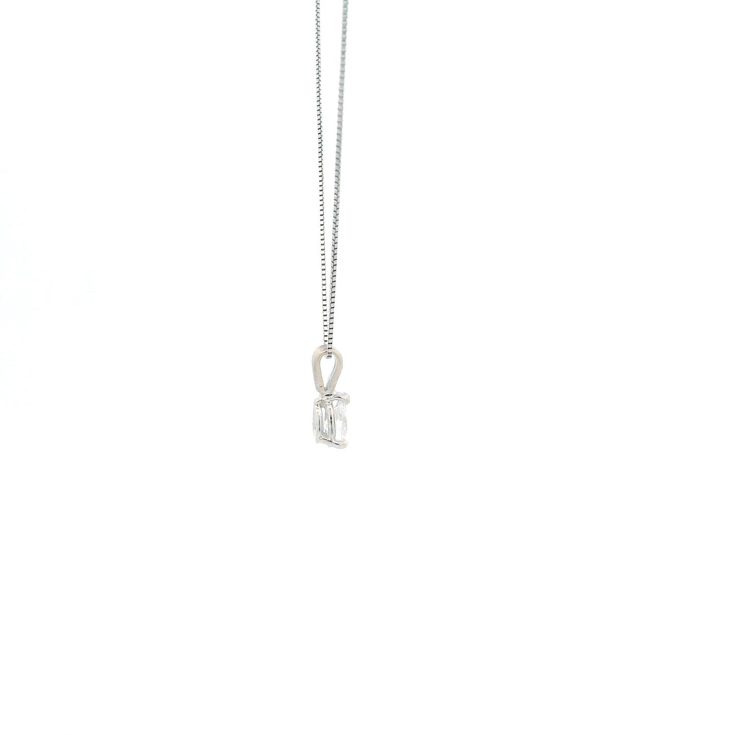 14K White Gold Diamond Pendant & 18" Box Chain - 0.50ct