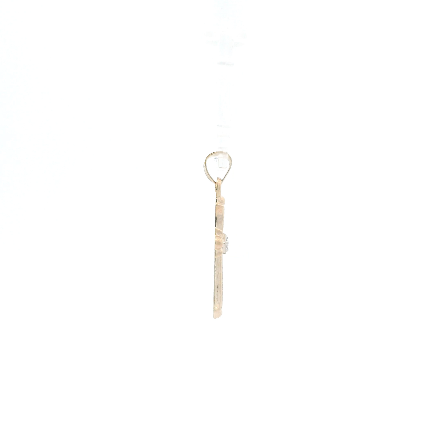 14K Yellow Gold Diamond Cross Pendant - 0.01ct