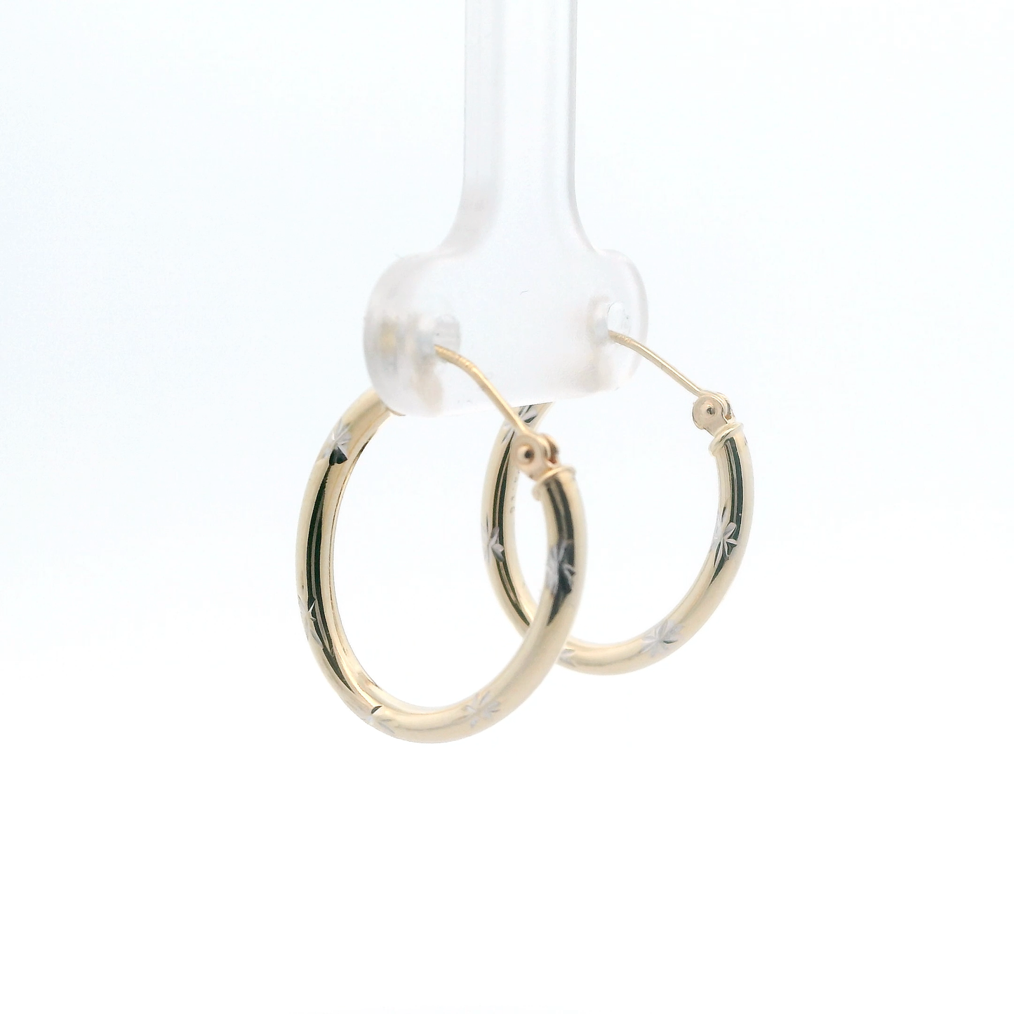 14K Yellow & White Gold Oval Hoop Earrings