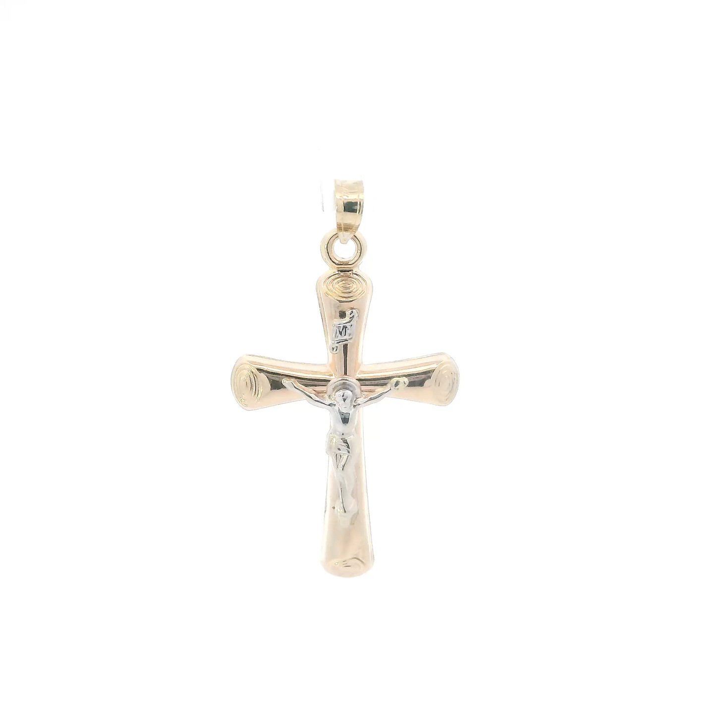 14K Yellow & White Gold Crucifix Pendant