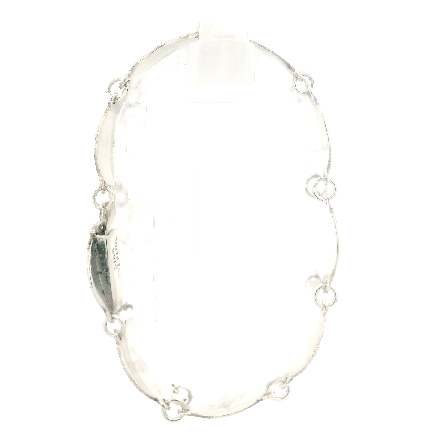 Sterling Silver Blue Enamel Niello Dancer Link Bracelet