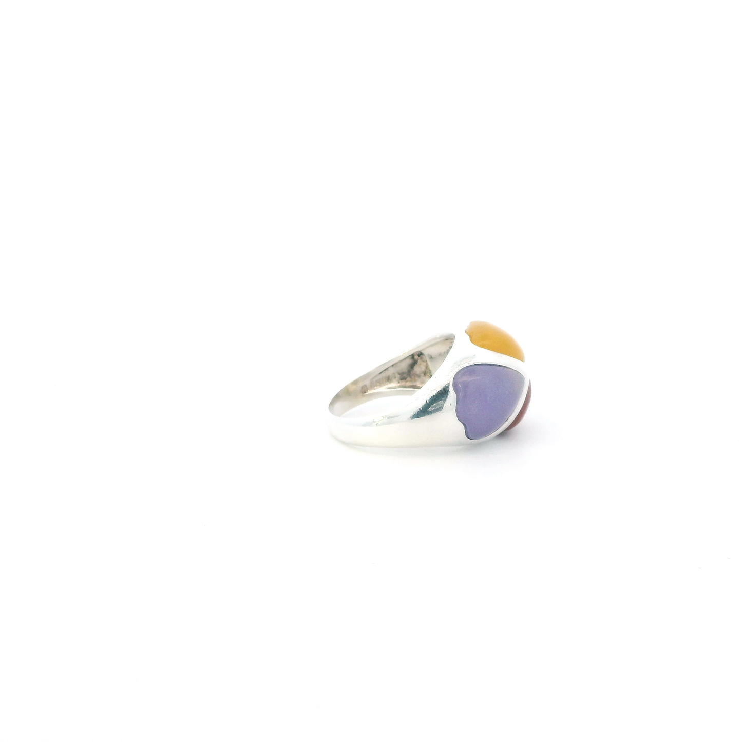 Sterling Silver Multi Color Jade Womens Ring