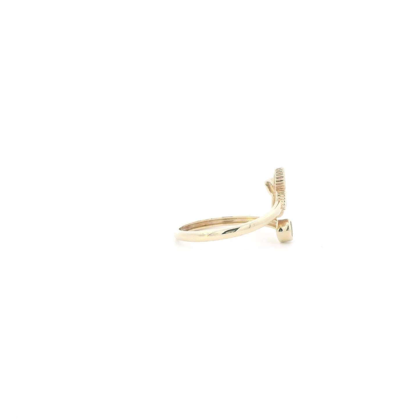 14K Yellow Gold Enamel Flower Womens Ring