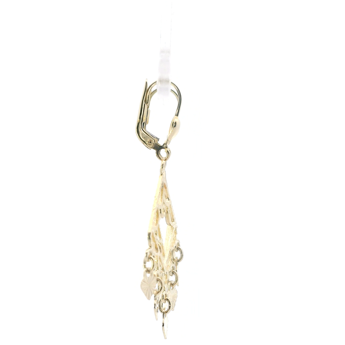 14K Yellow Gold Heart Chandelier Earrings