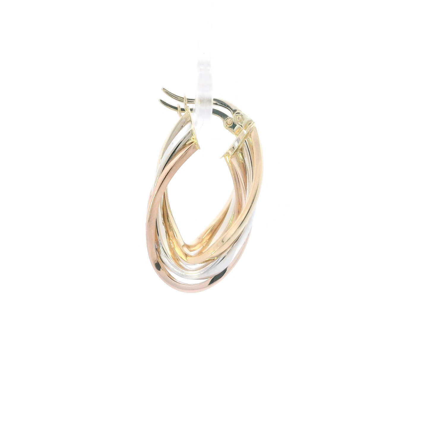 14K Tri Color Gold Triple Oval Hoop Earrings