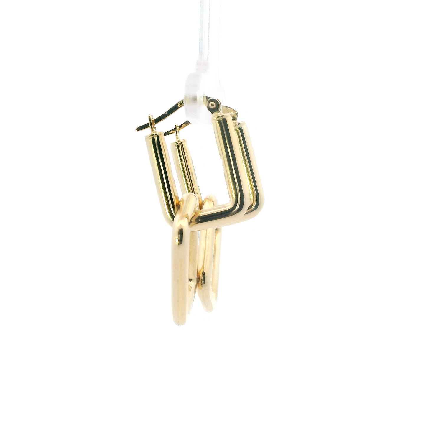 18K Yellow Gold Double Rectangle Dangle Earrings