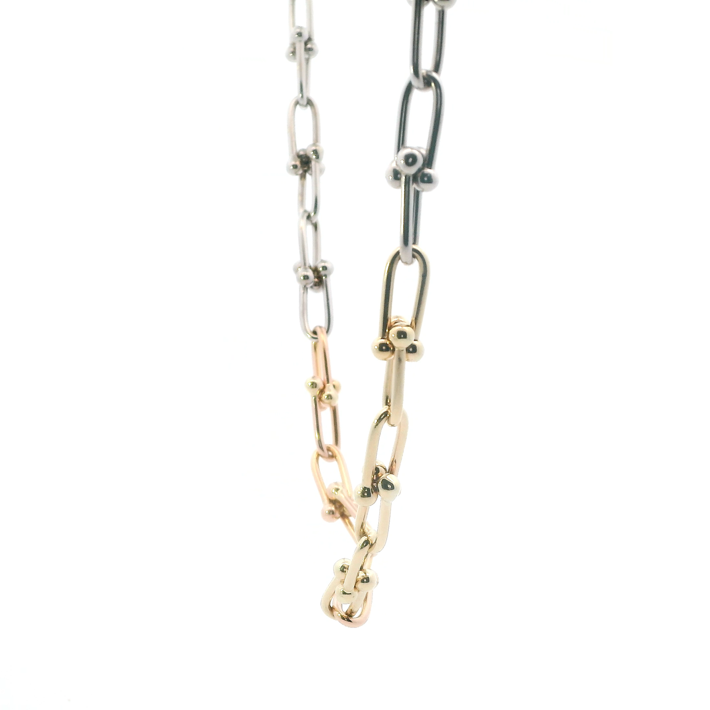 14K Tri Color Gold 20" Hardware Link Chain