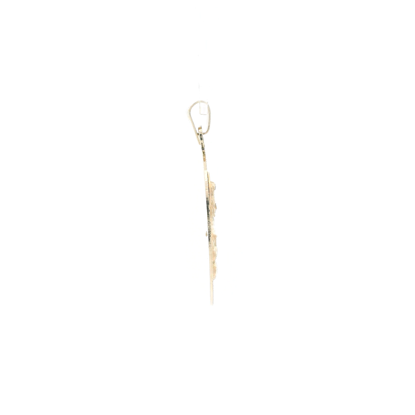 14K Yellow Gold Diamond Cut Oval Religious Figure Pendant