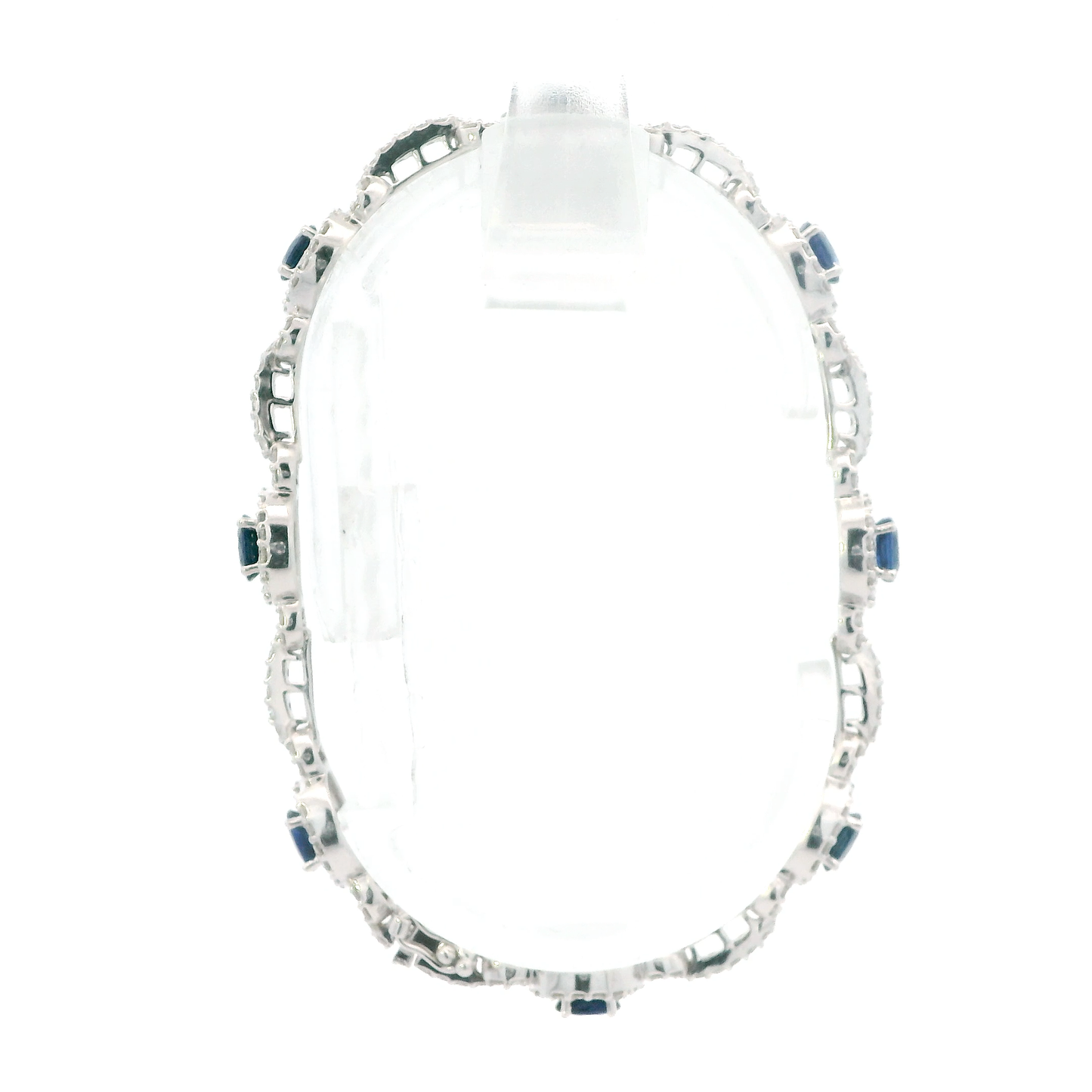 18K White Gold 7" Blue Sapphire & Diamonds Bracelet - 2.48ct