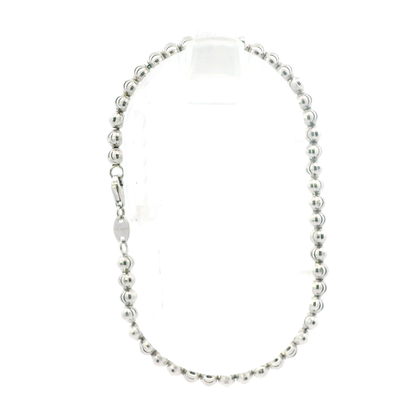 14K White Gold 7.75" Beaded Bracelet