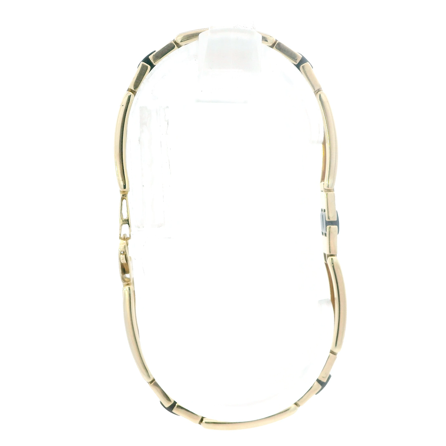 14K Yellow Gold 8" Black Hinged Bar Link Bracelet