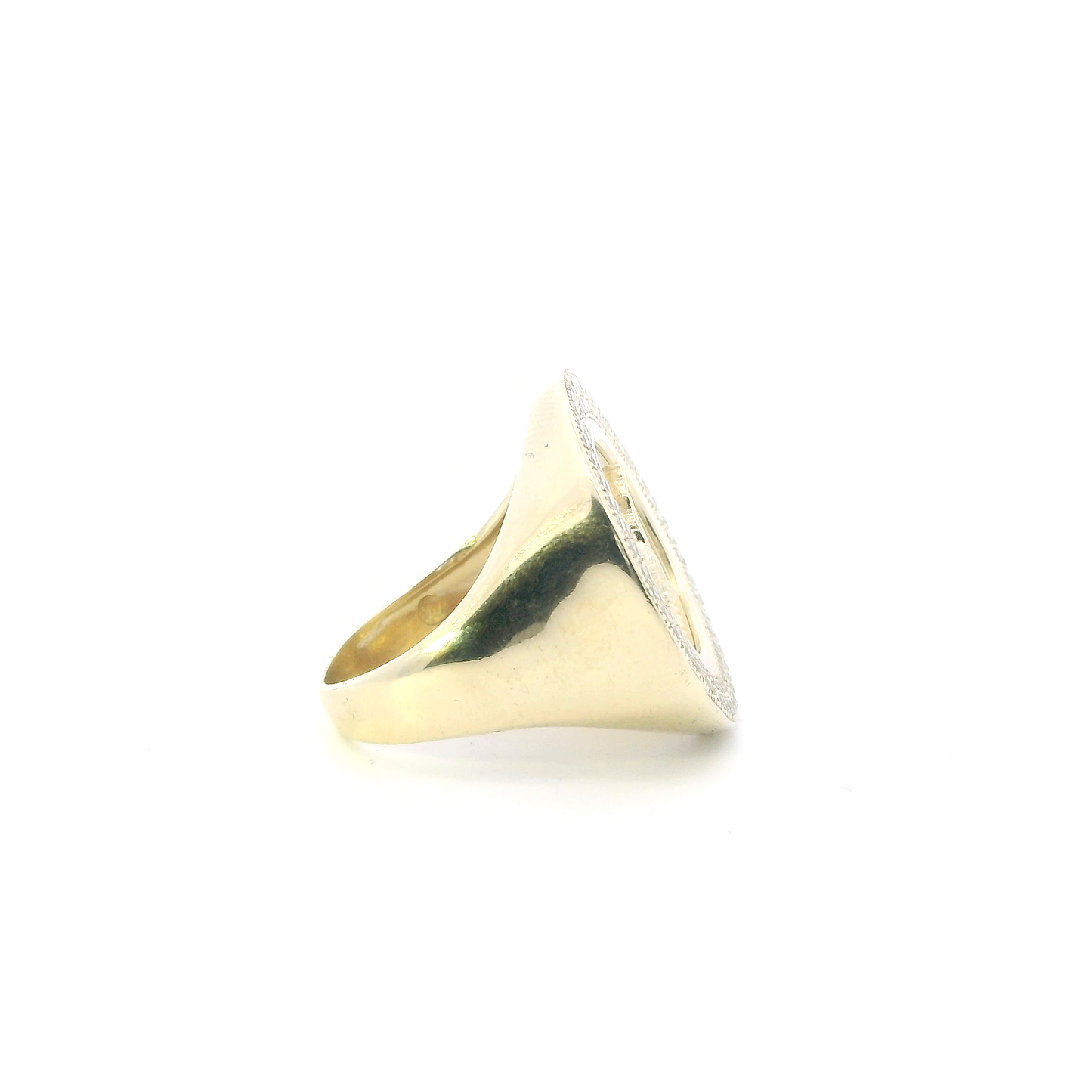 10K Yellow Gold Cz Round Eagle Mens Ring